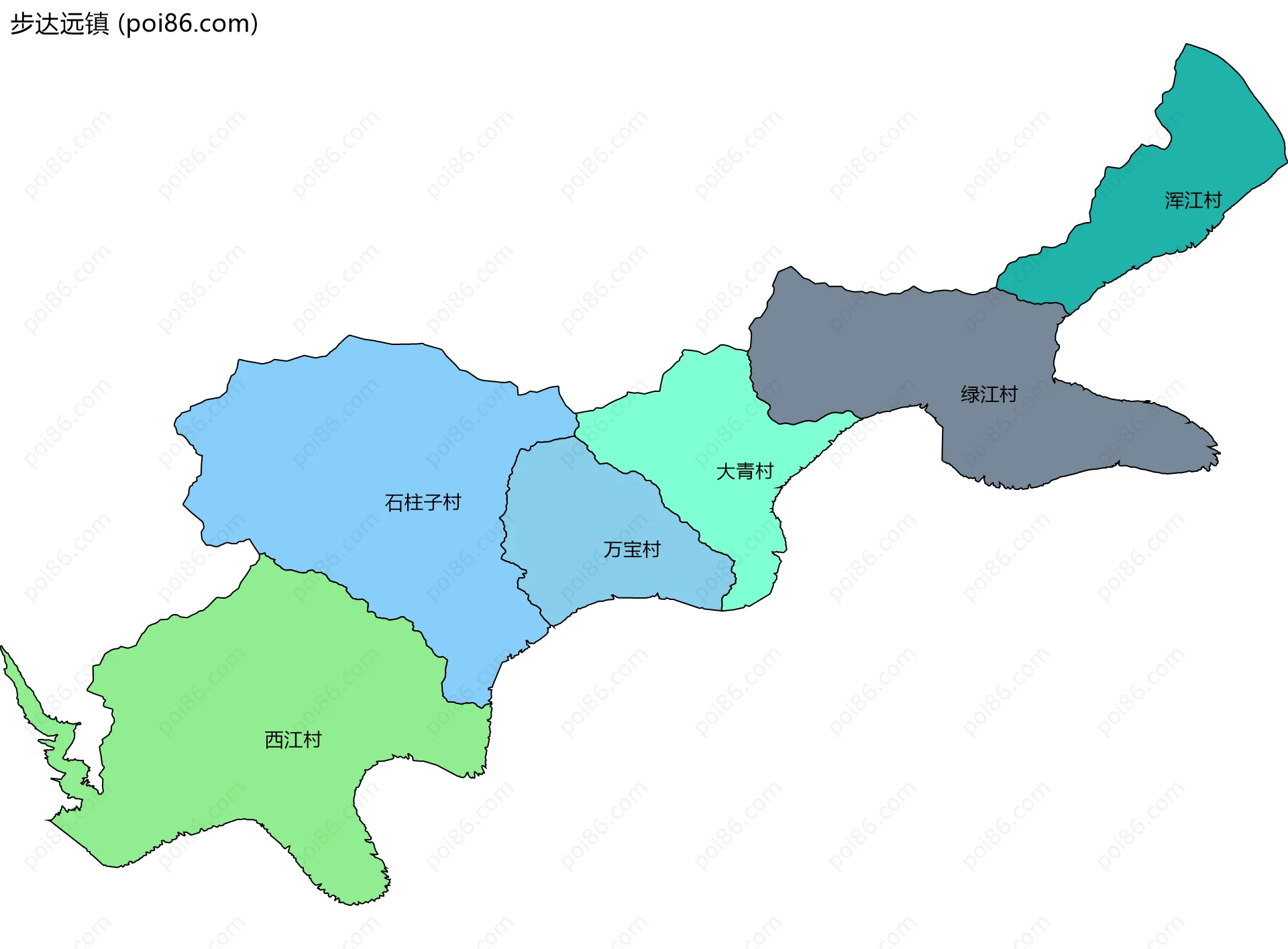 步达远镇边界地图(五级行政区划)
