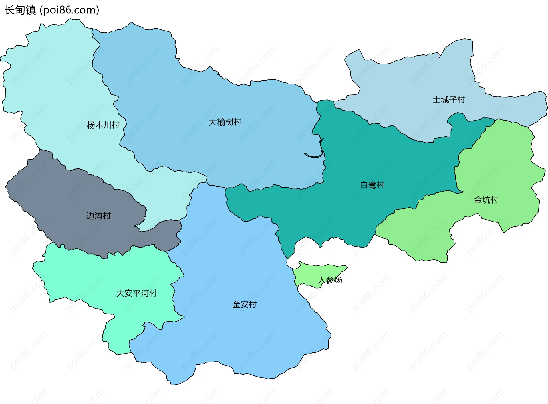 长甸镇边界地图(五级行政区划)