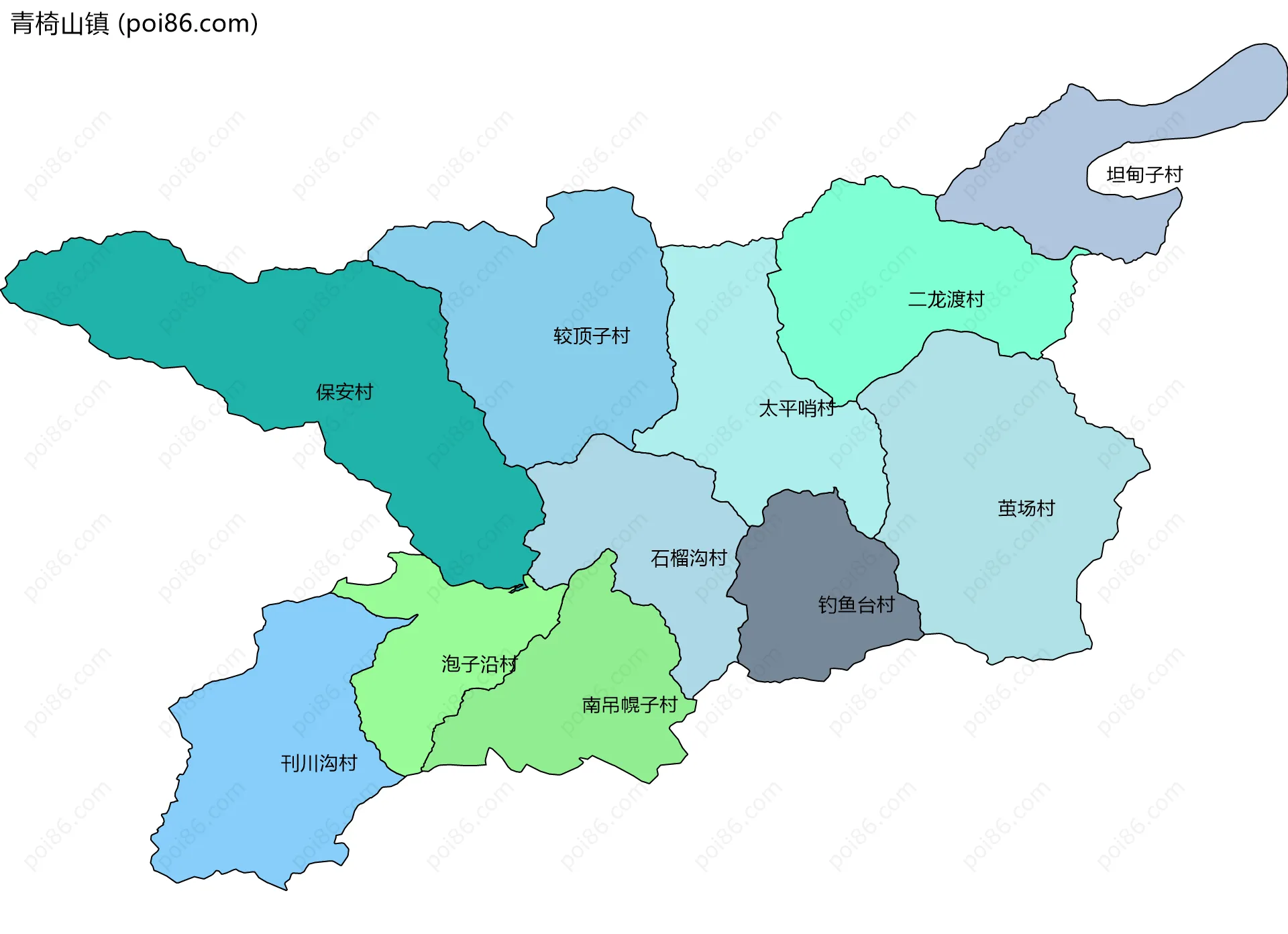 青椅山镇边界地图(五级行政区划)