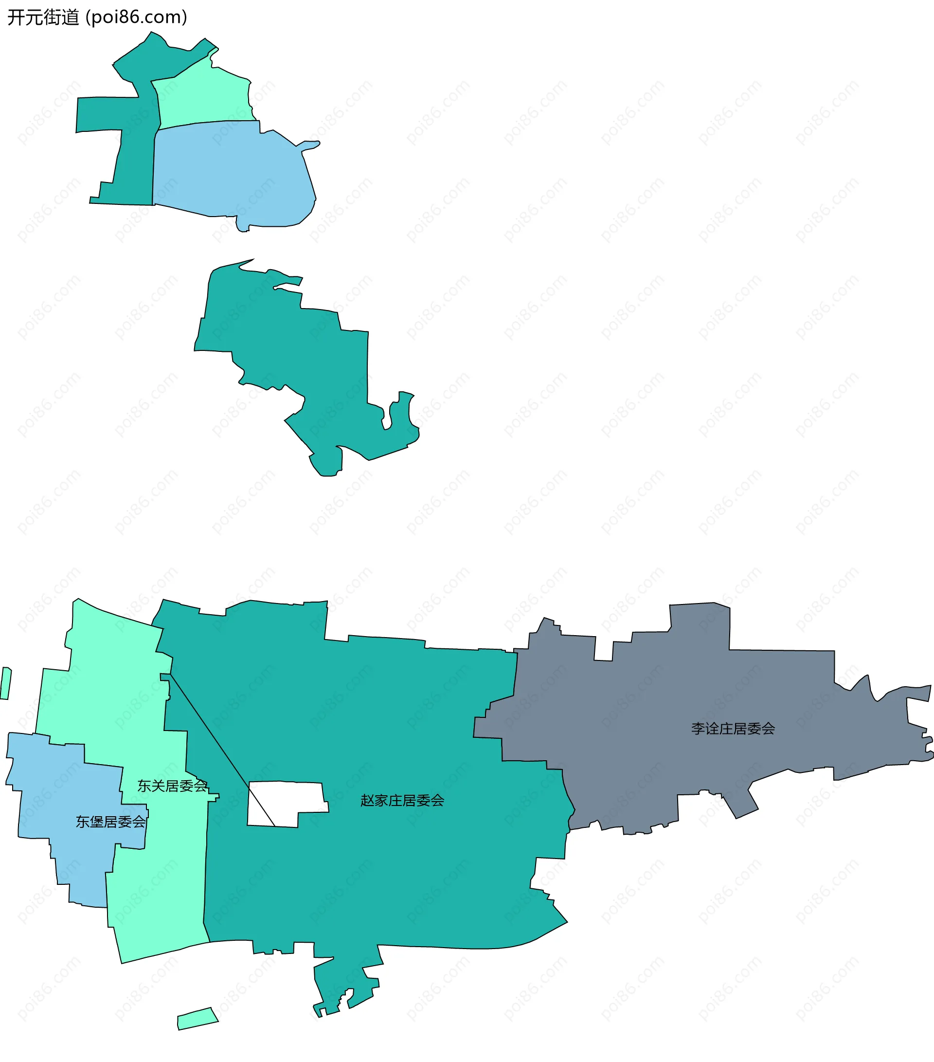 开元街道边界地图(五级行政区划)