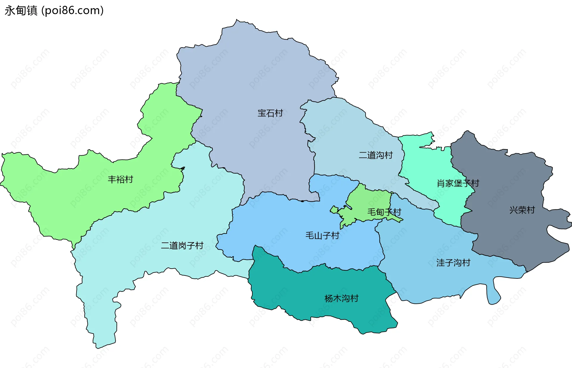 永甸镇边界地图(五级行政区划)