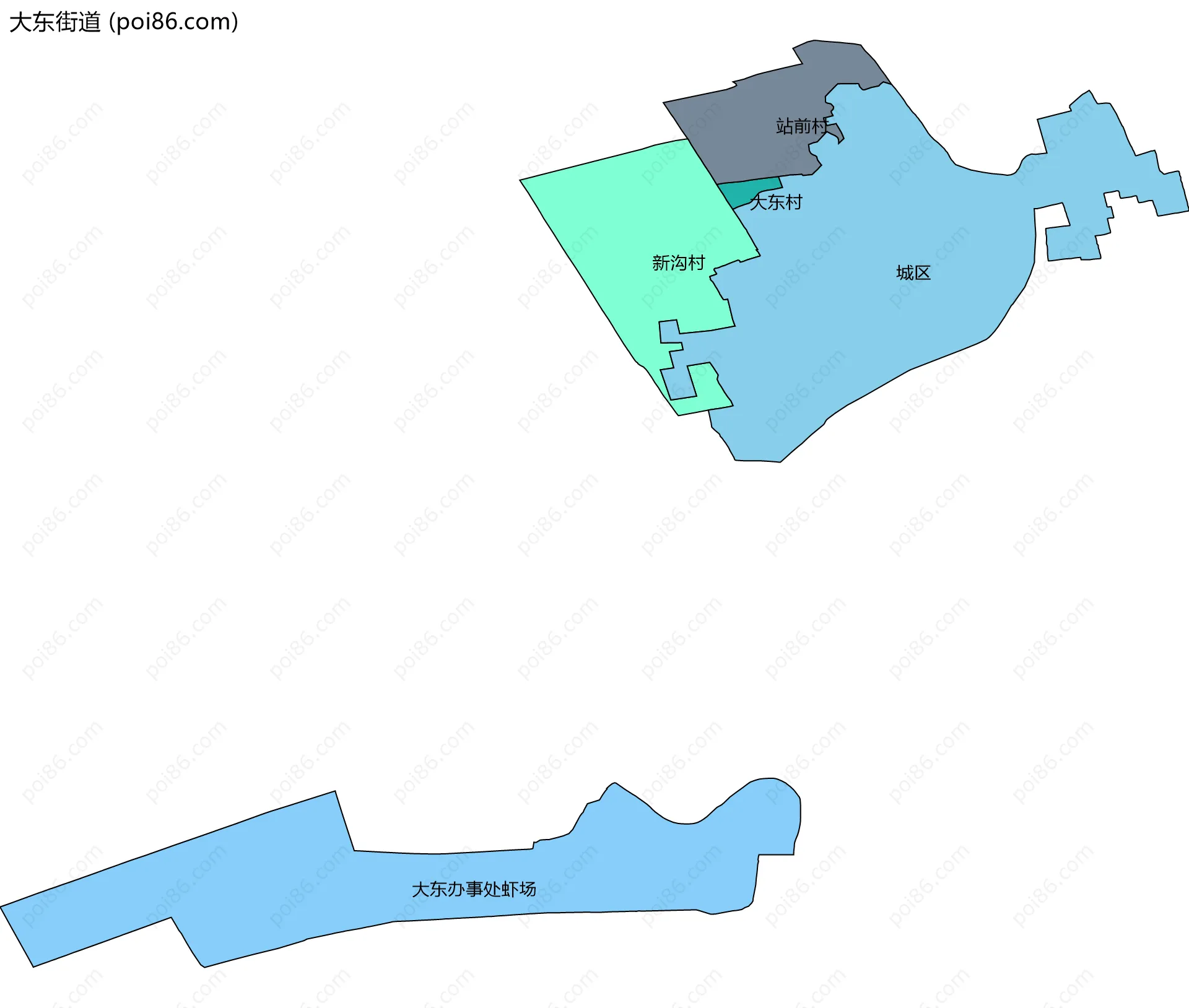 大东街道边界地图(五级行政区划)