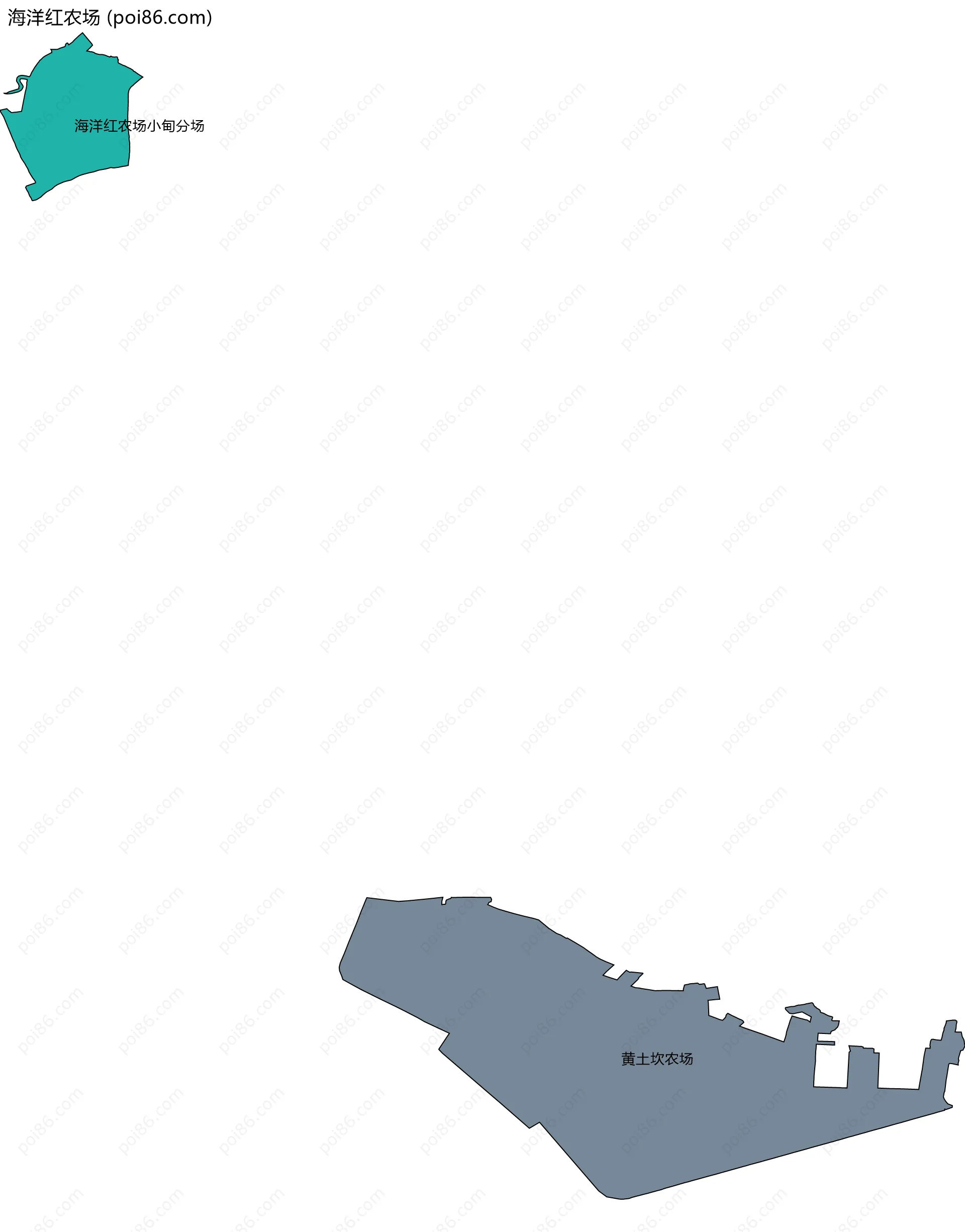 海洋红农场边界地图(五级行政区划)