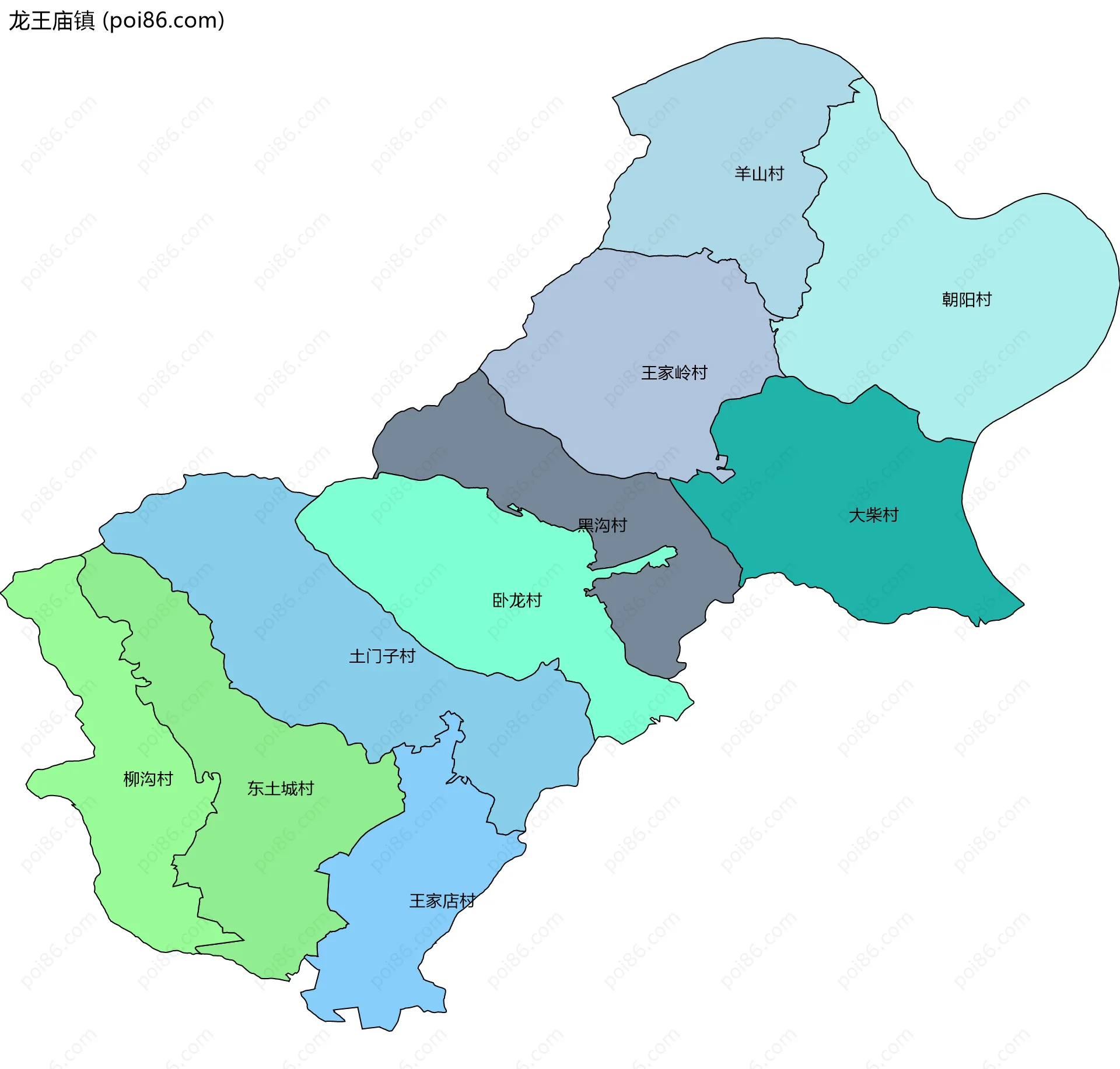 龙王庙镇边界地图(五级行政区划)