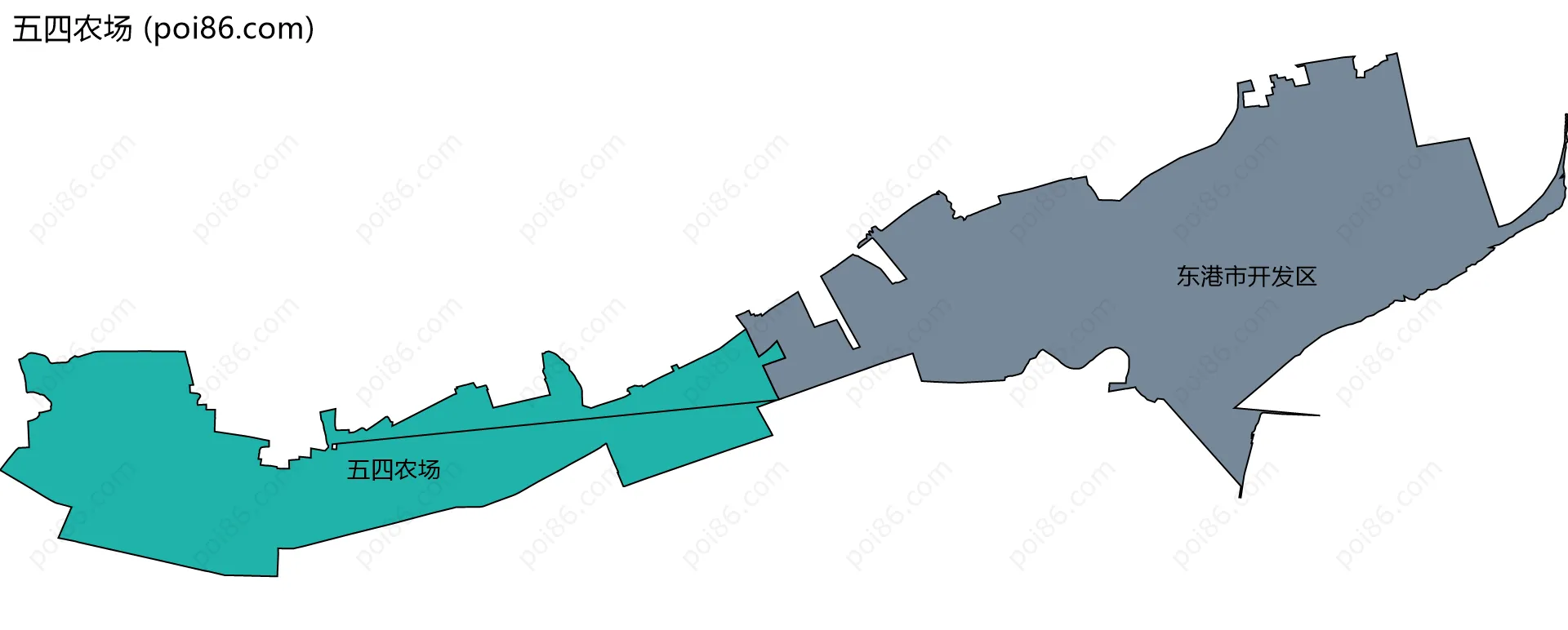 五四农场边界地图(五级行政区划)
