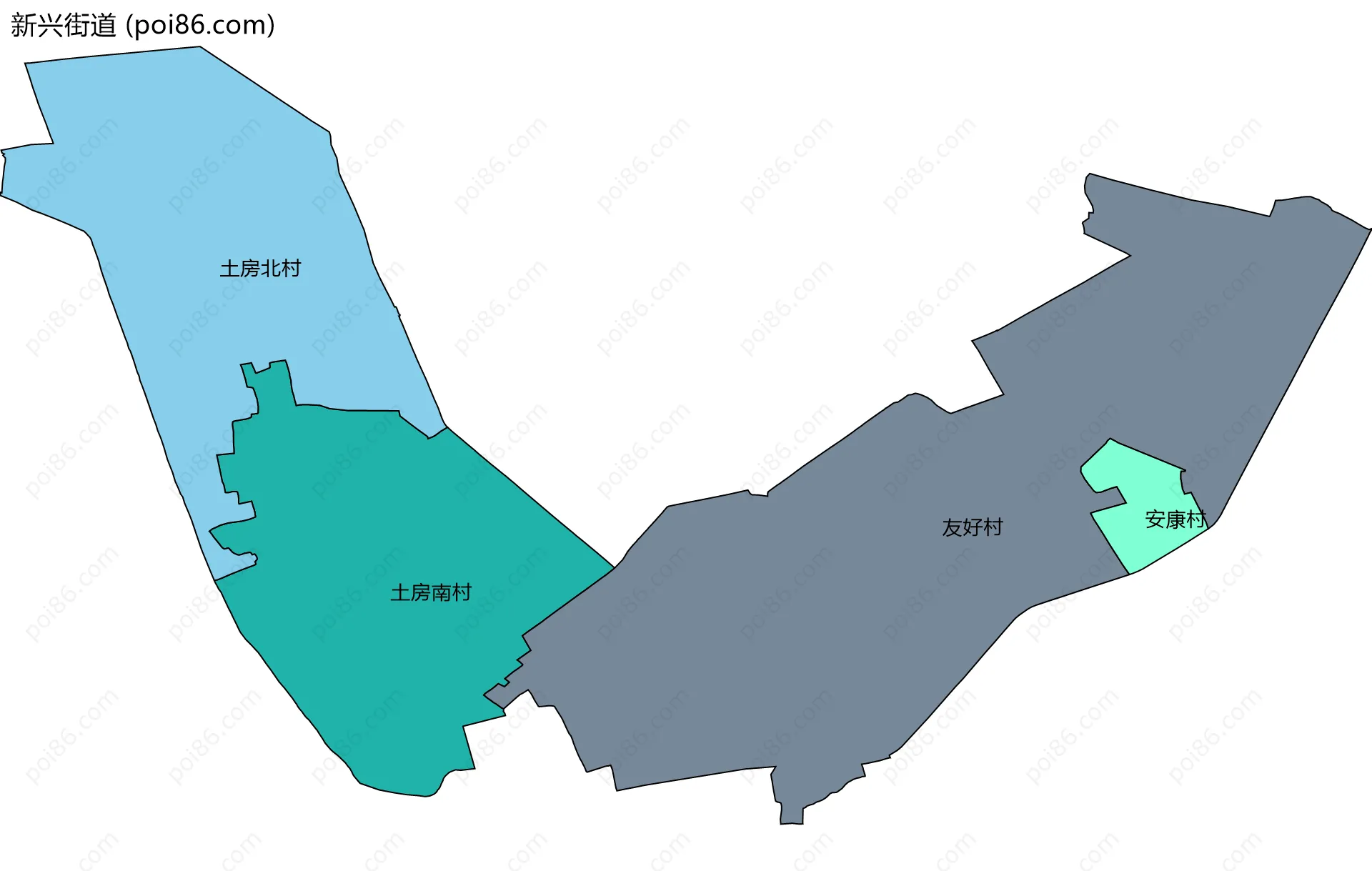 新兴街道边界地图(五级行政区划)