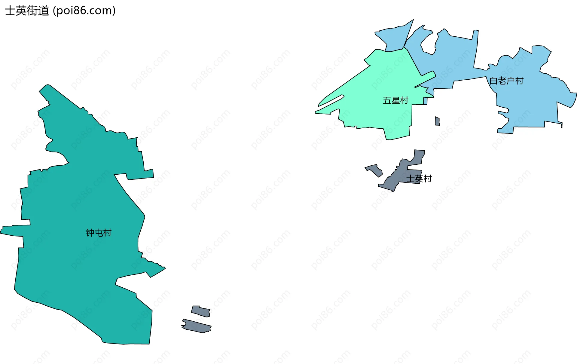 士英街道边界地图(五级行政区划)