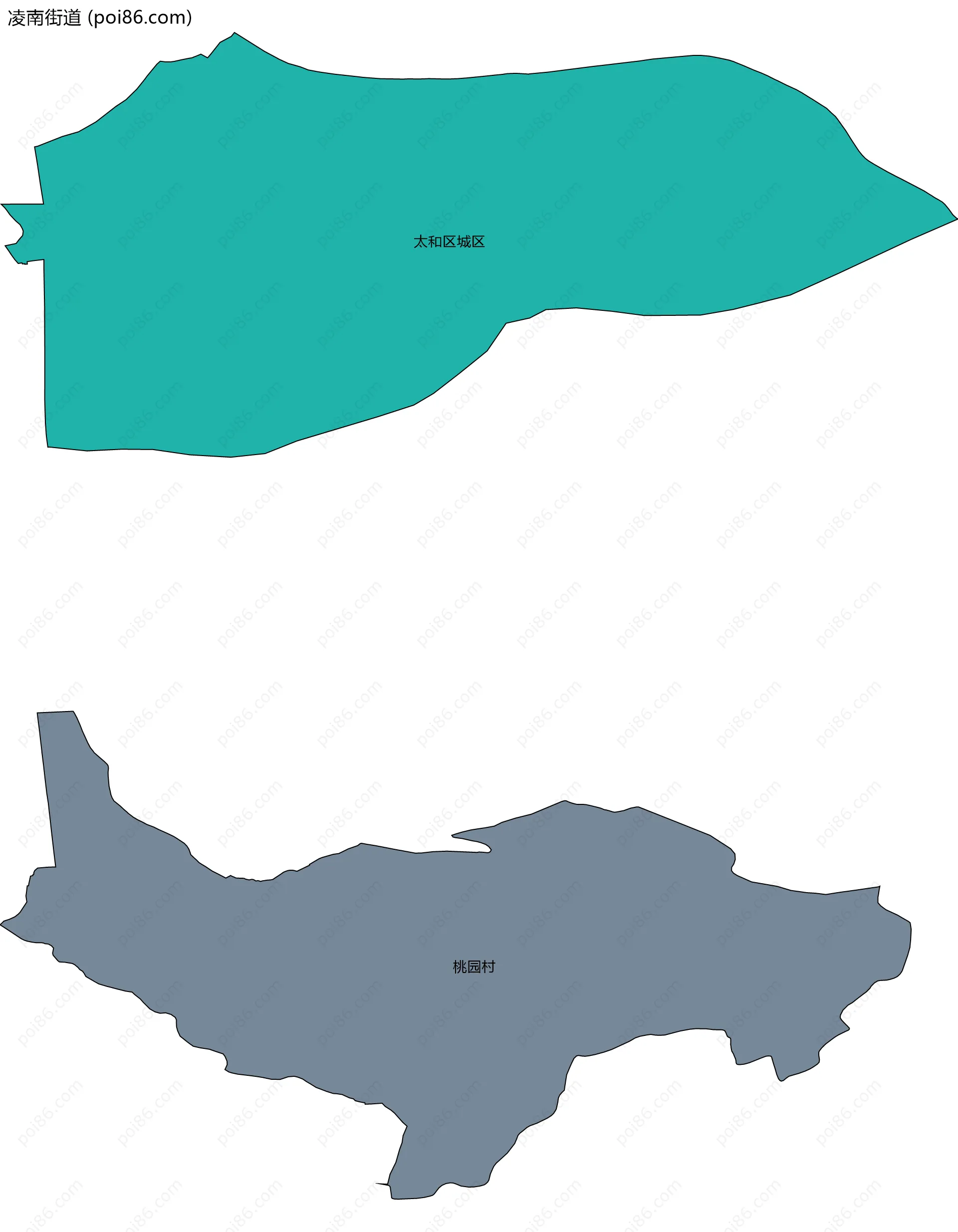 凌南街道边界地图(五级行政区划)
