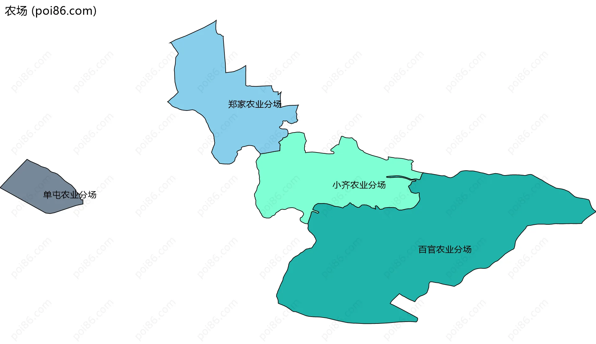 农场边界地图(五级行政区划)
