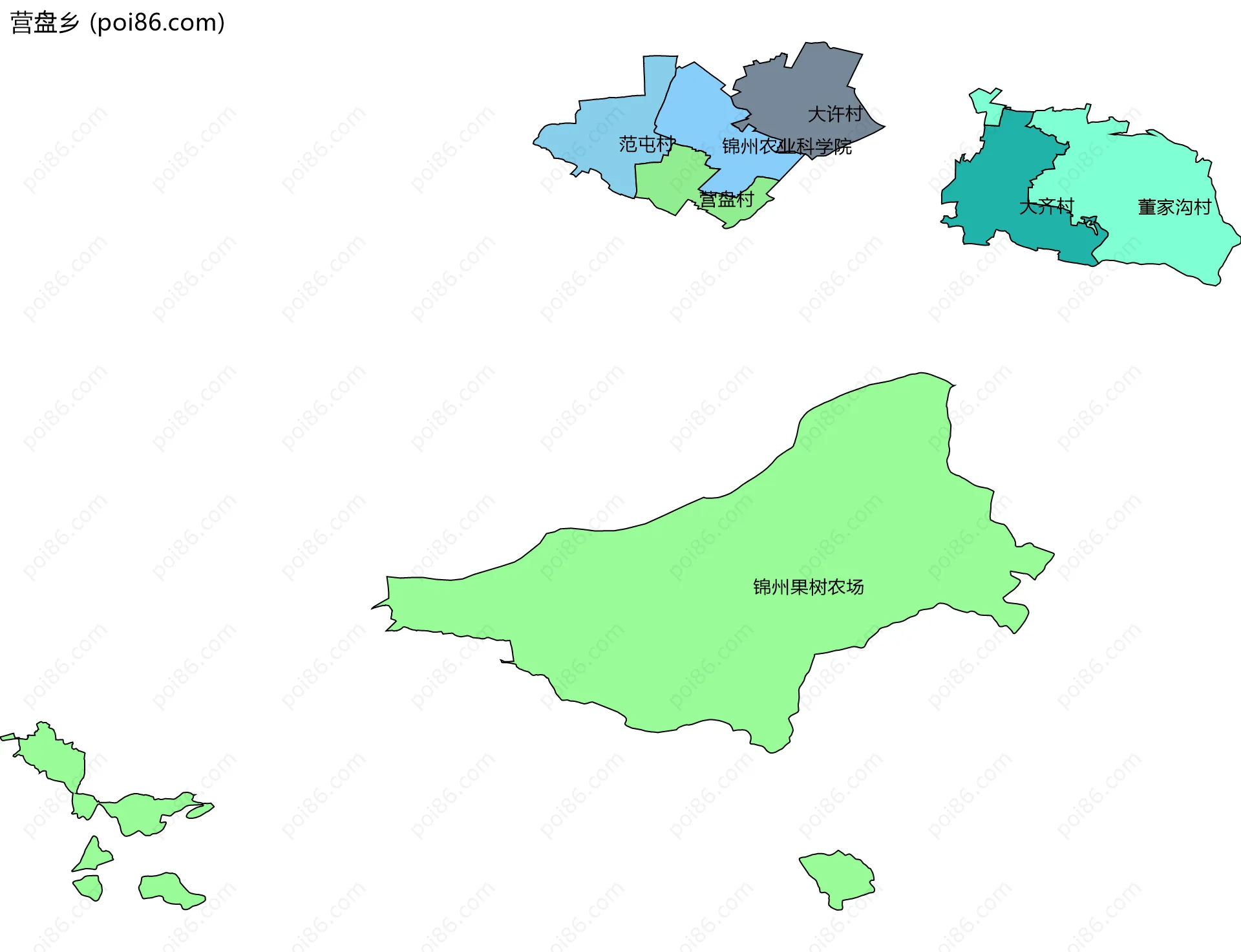 营盘乡边界地图(五级行政区划)