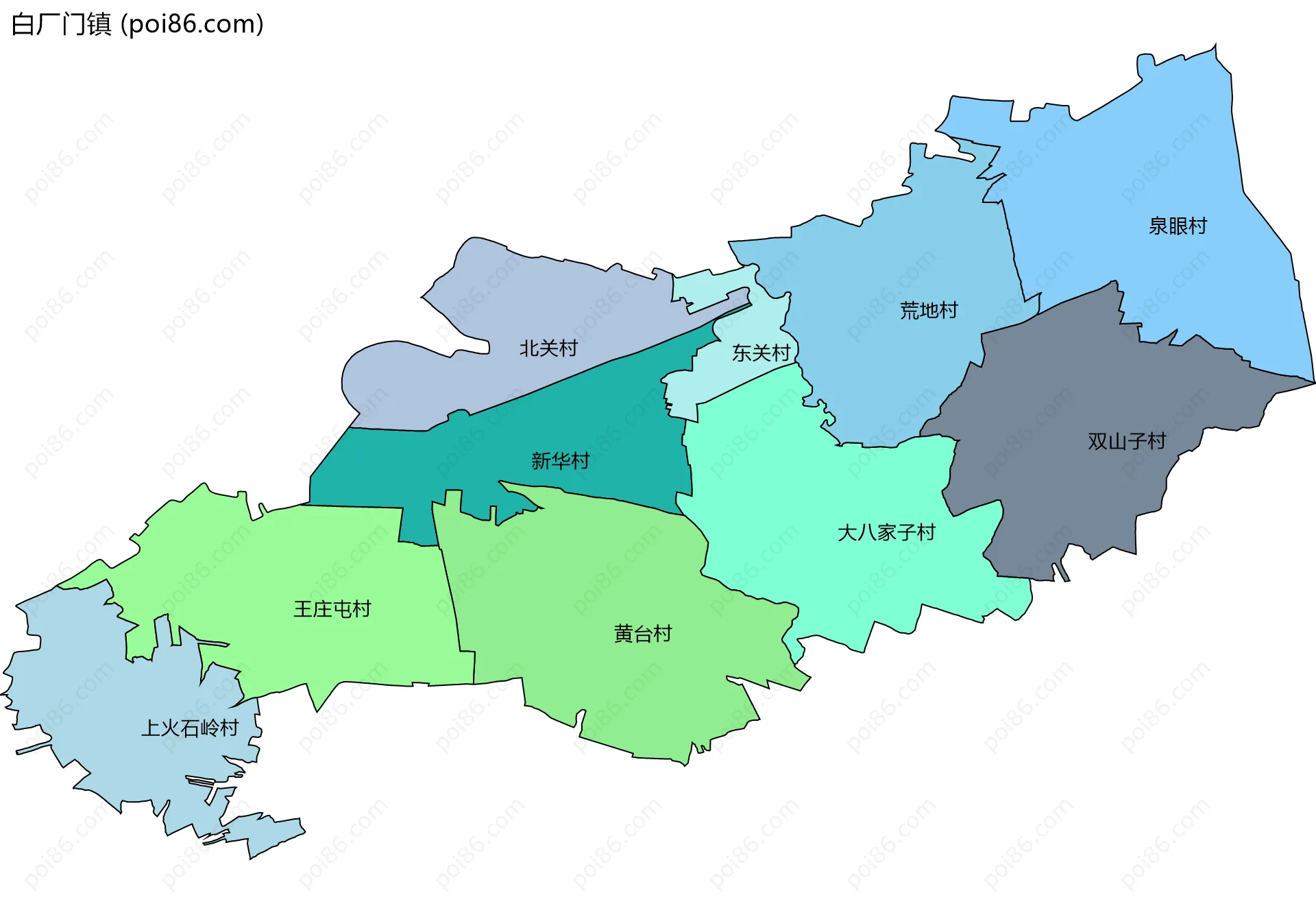 白厂门镇边界地图(五级行政区划)