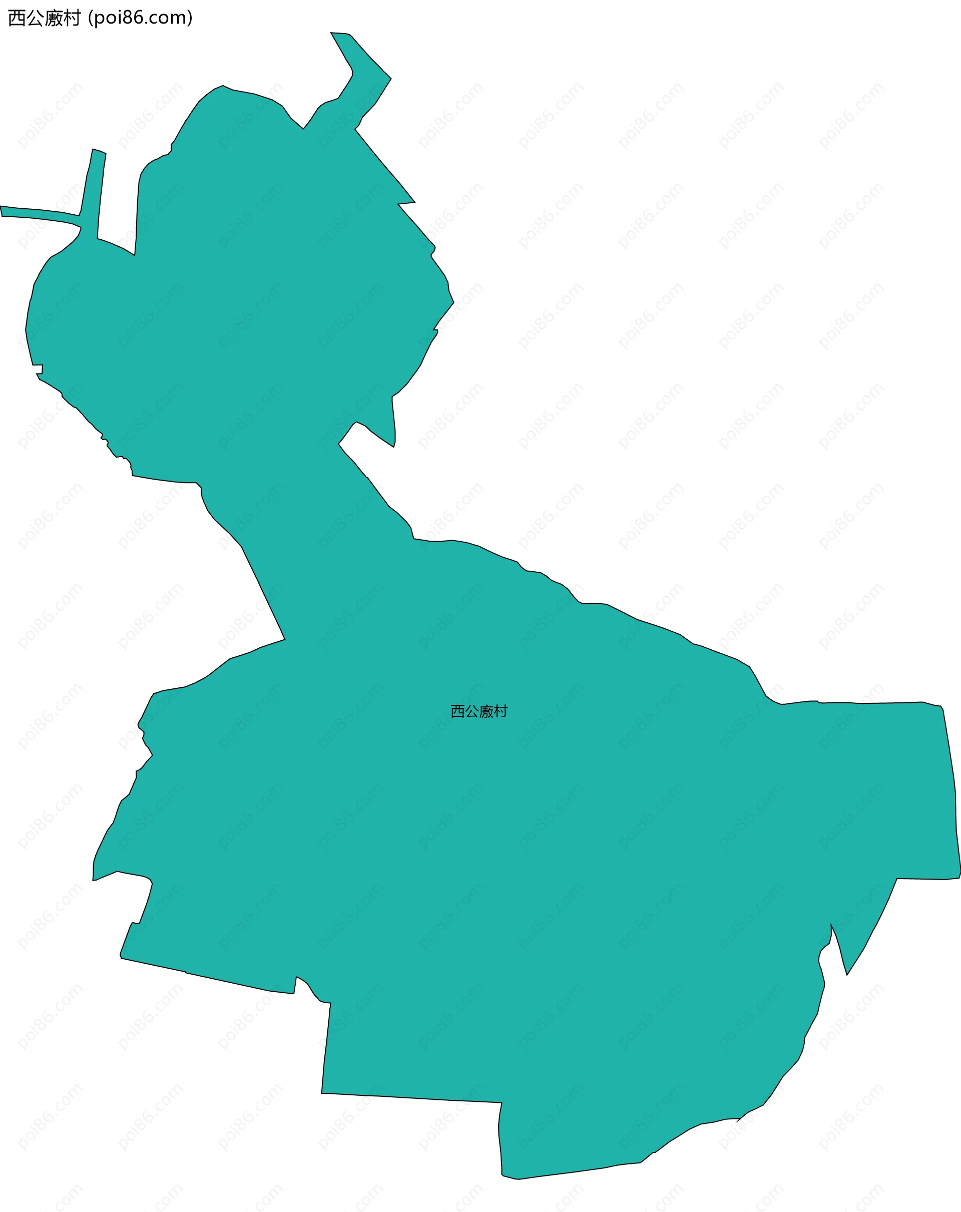 西公廒村边界地图