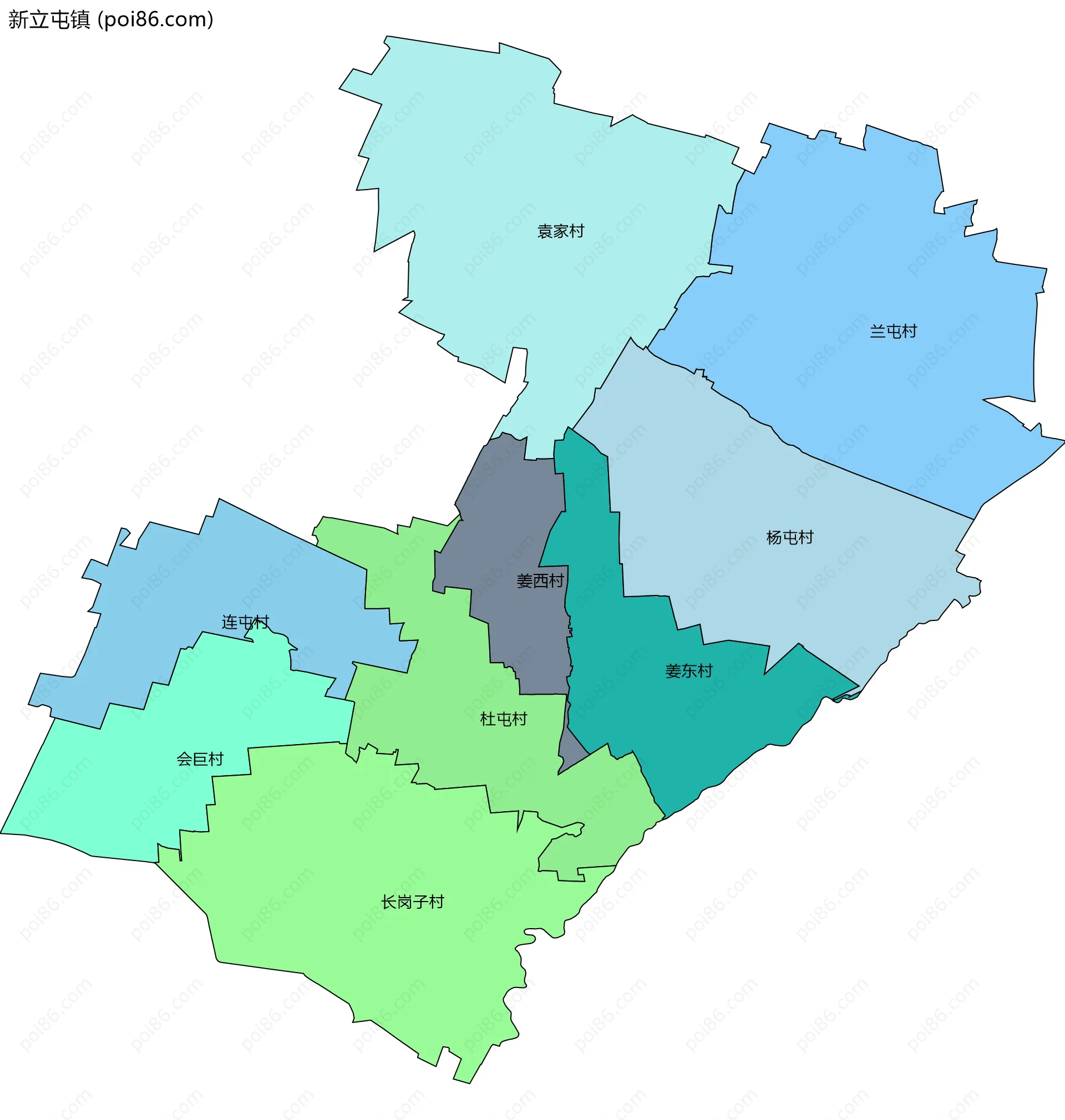 新立屯镇边界地图(五级行政区划)