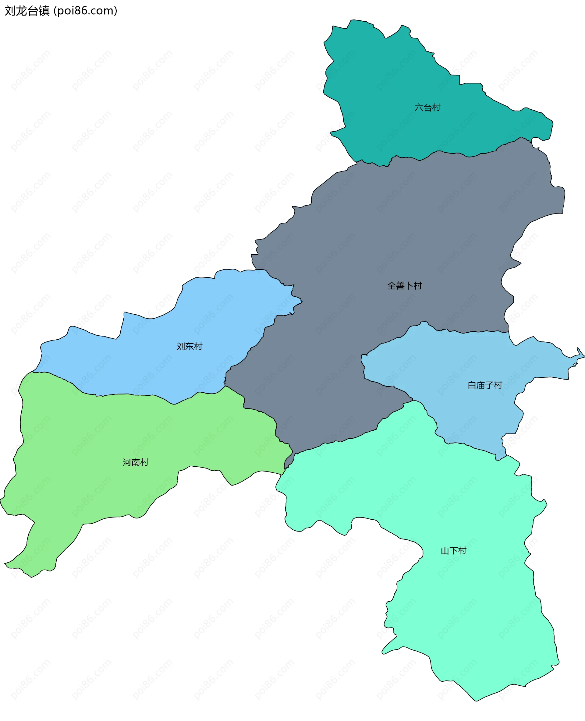 刘龙台镇边界地图(五级行政区划)