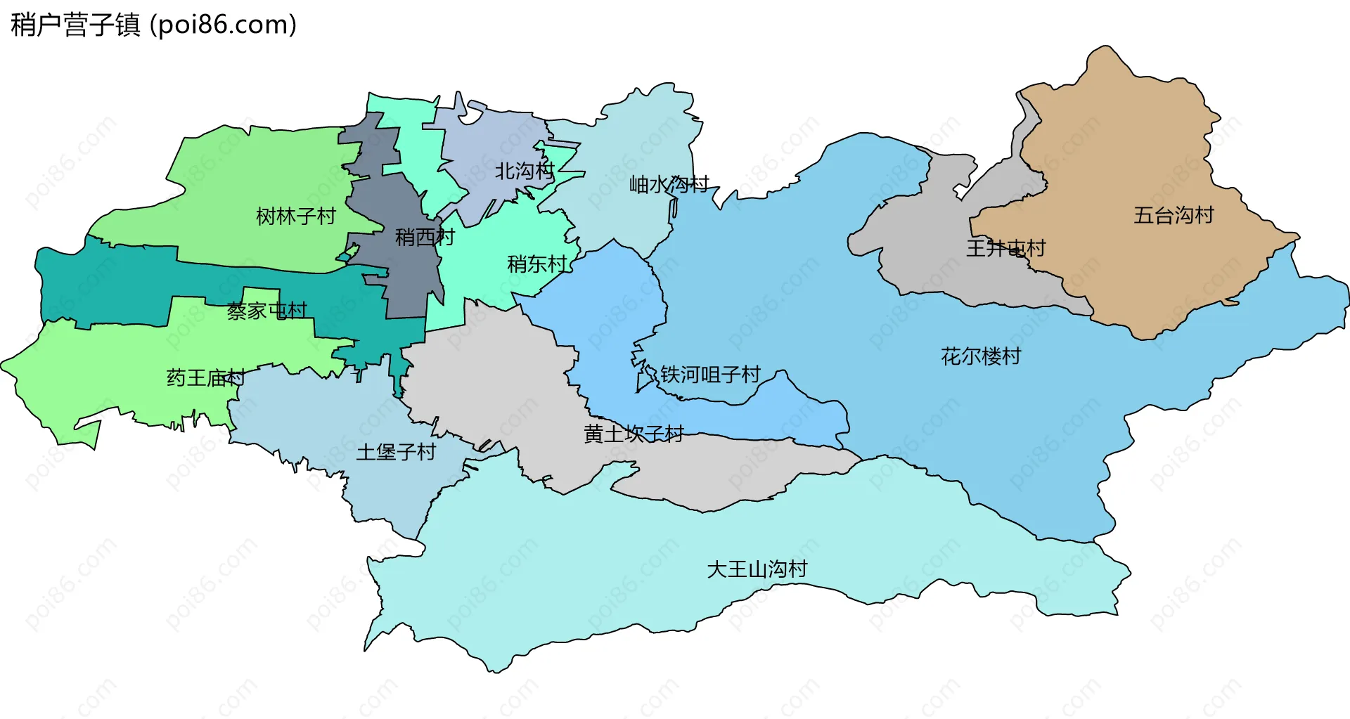 稍户营子镇边界地图(五级行政区划)