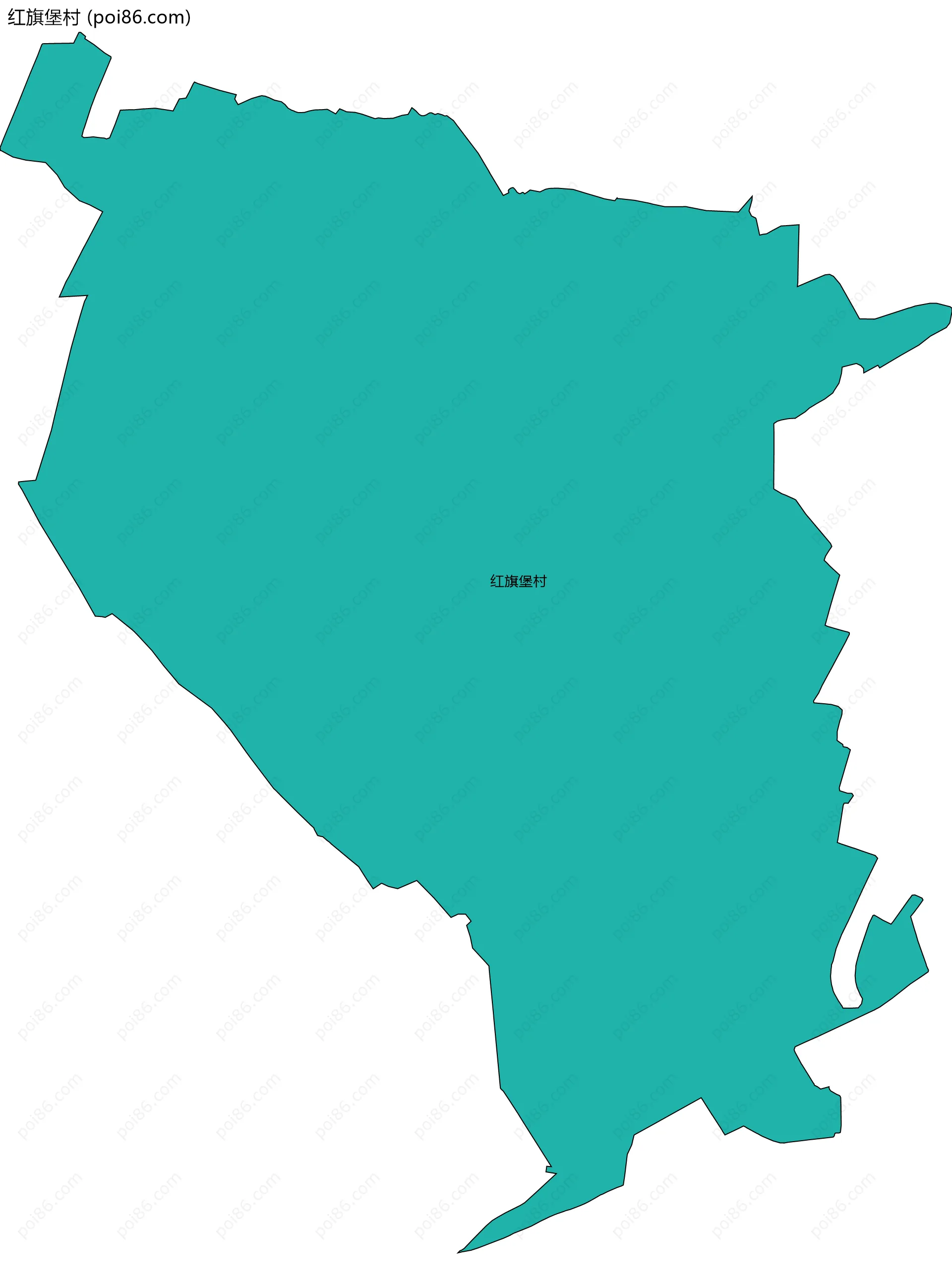 红旗堡村边界地图