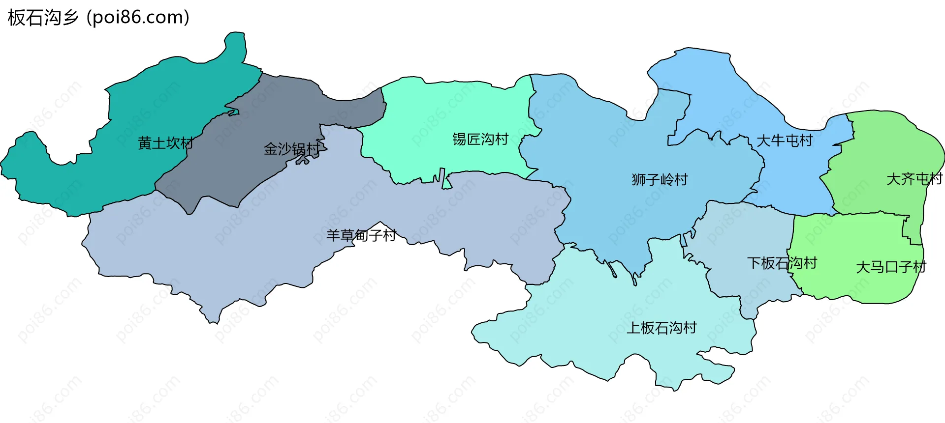 板石沟乡边界地图(五级行政区划)