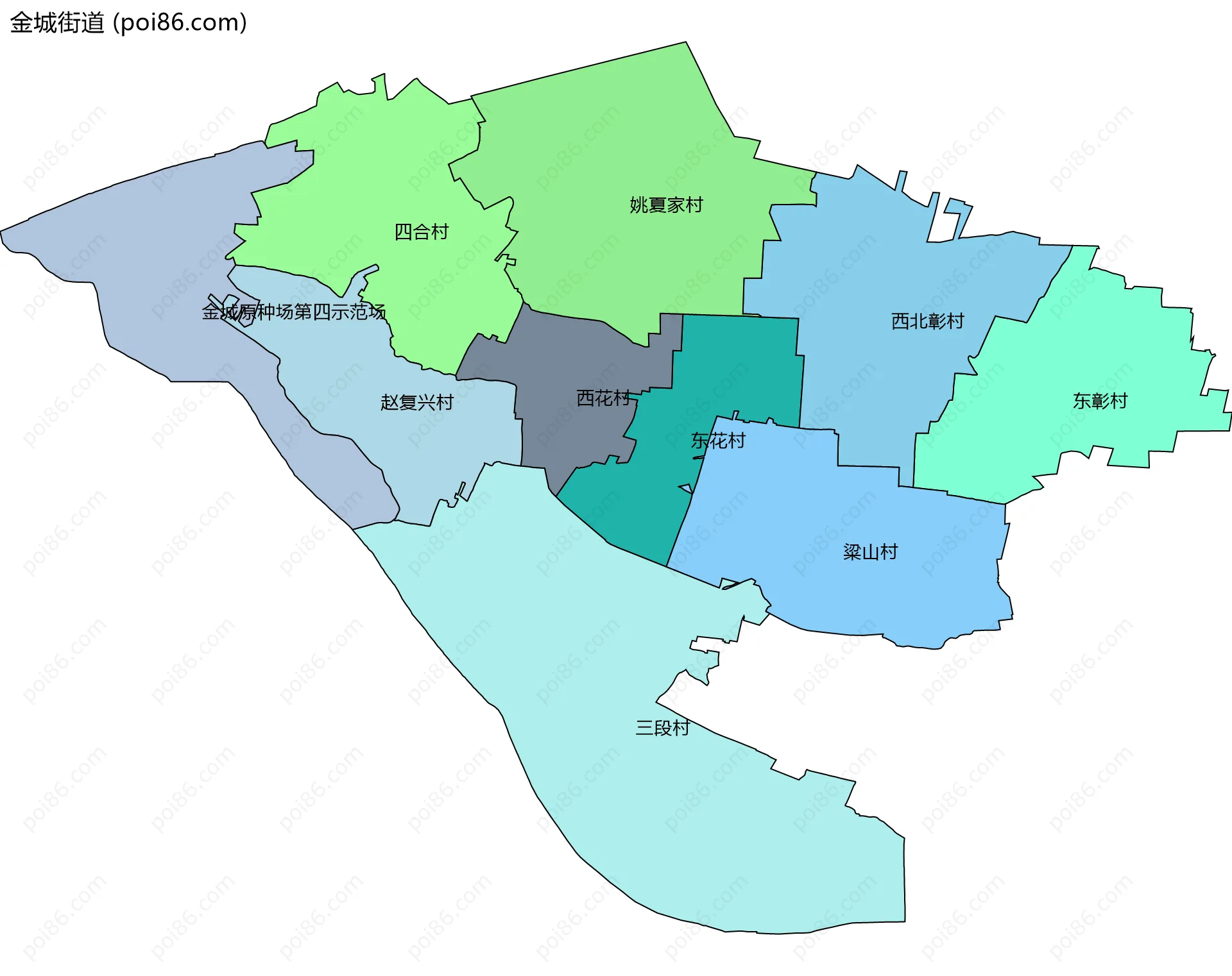 金城街道边界地图(五级行政区划)