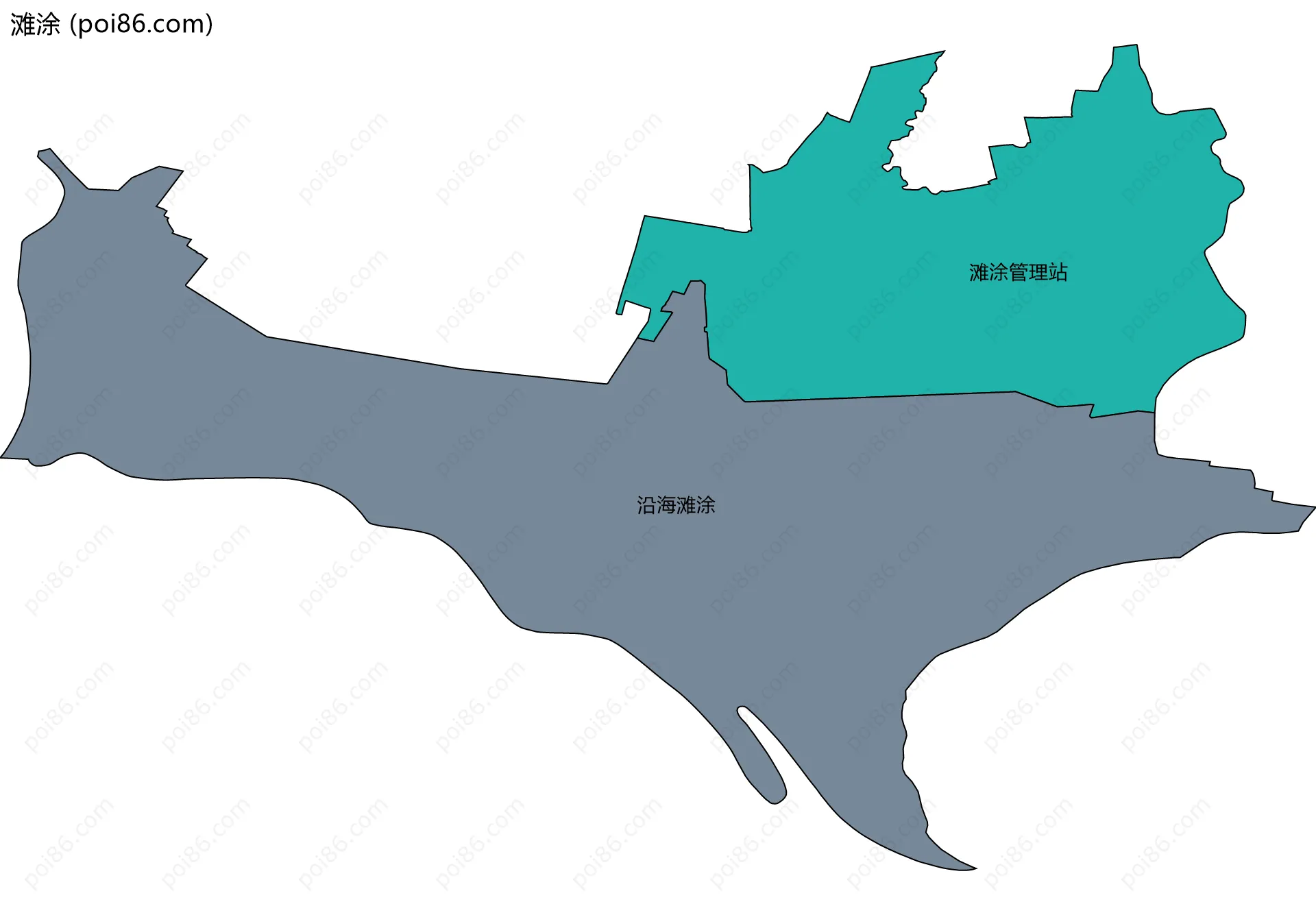 滩涂边界地图(五级行政区划)