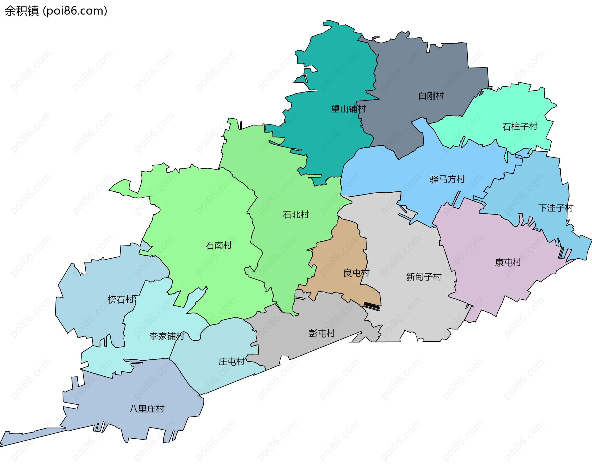 余积镇边界地图(五级行政区划)