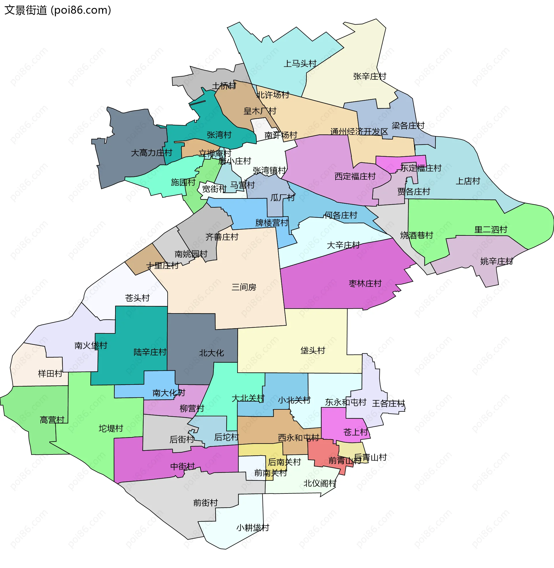 文景街道边界地图(五级行政区划)