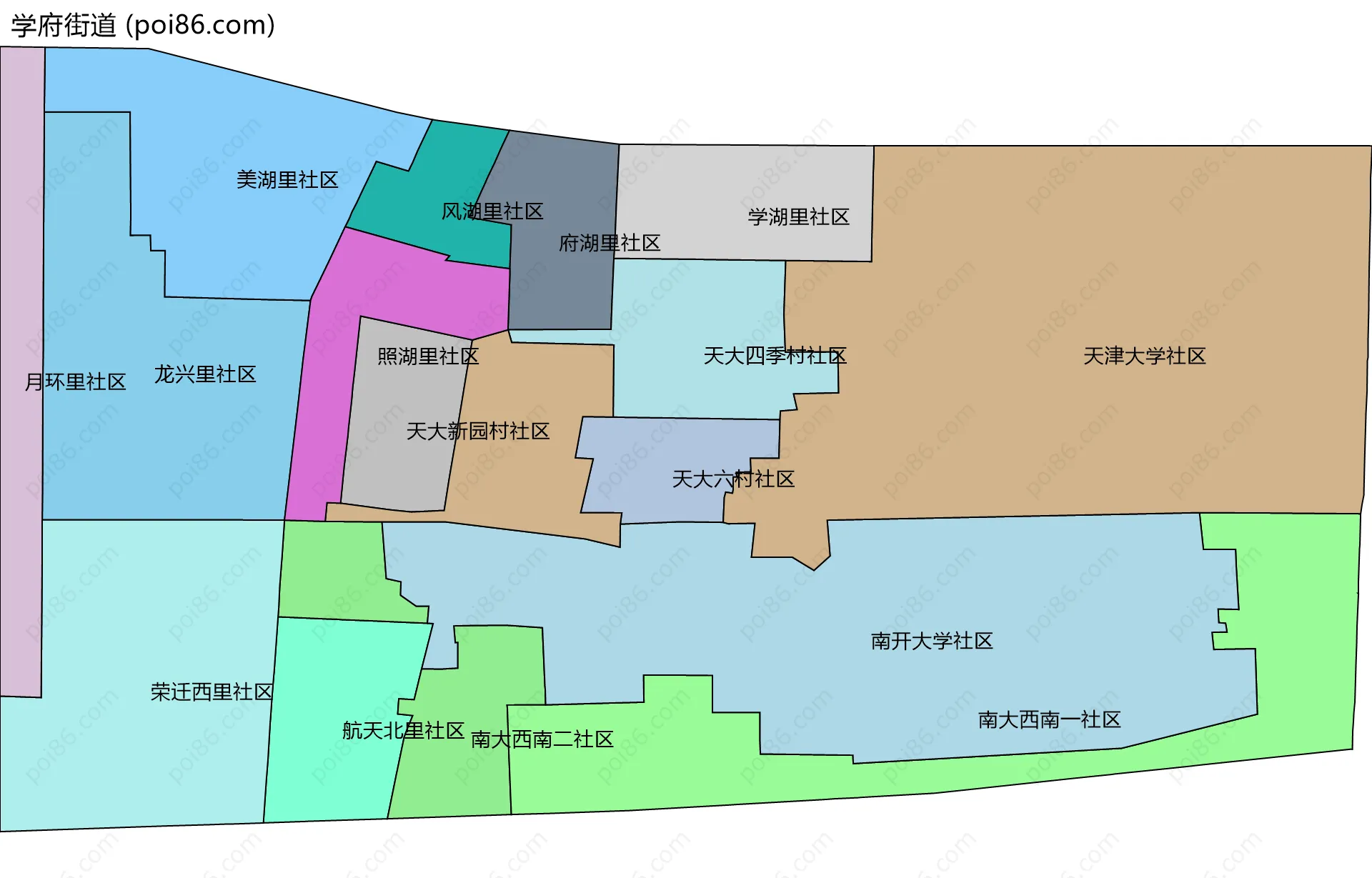 学府街道边界地图(五级行政区划)