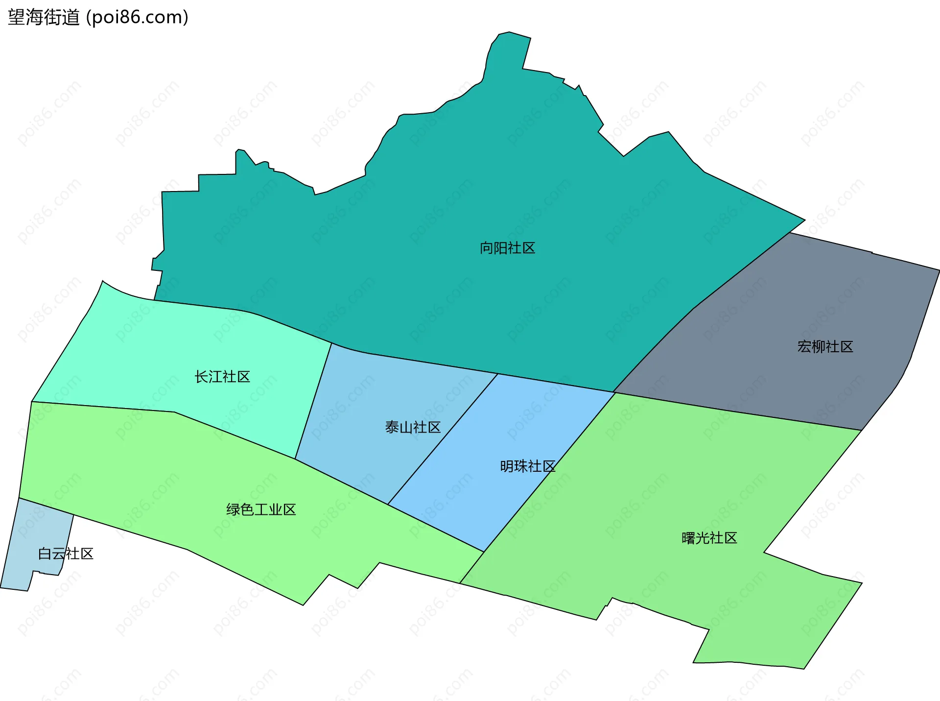 望海街道边界地图(五级行政区划)