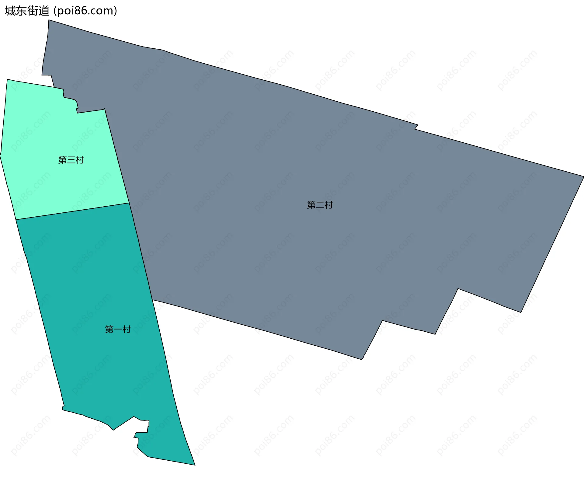 城东街道边界地图(五级行政区划)