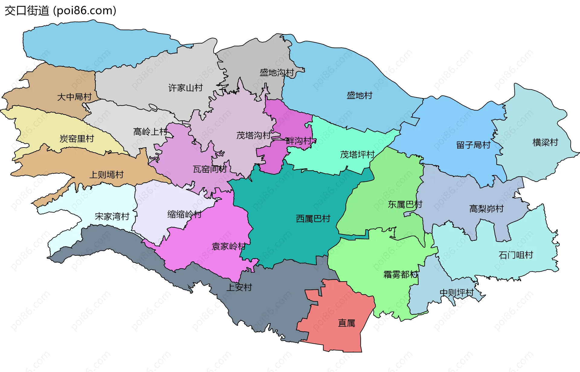 交口街道边界地图(五级行政区划)