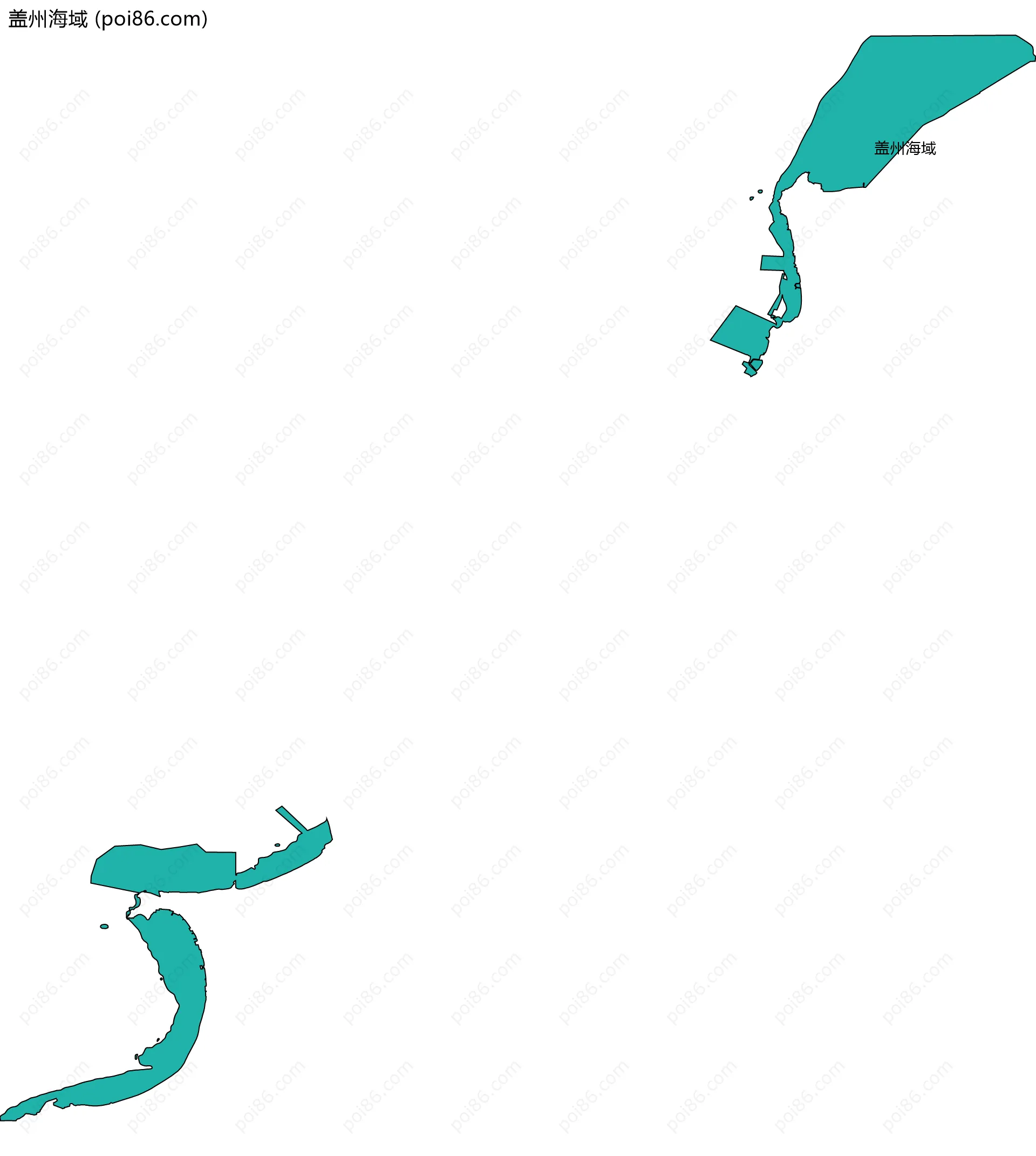 盖州海域边界地图(五级行政区划)
