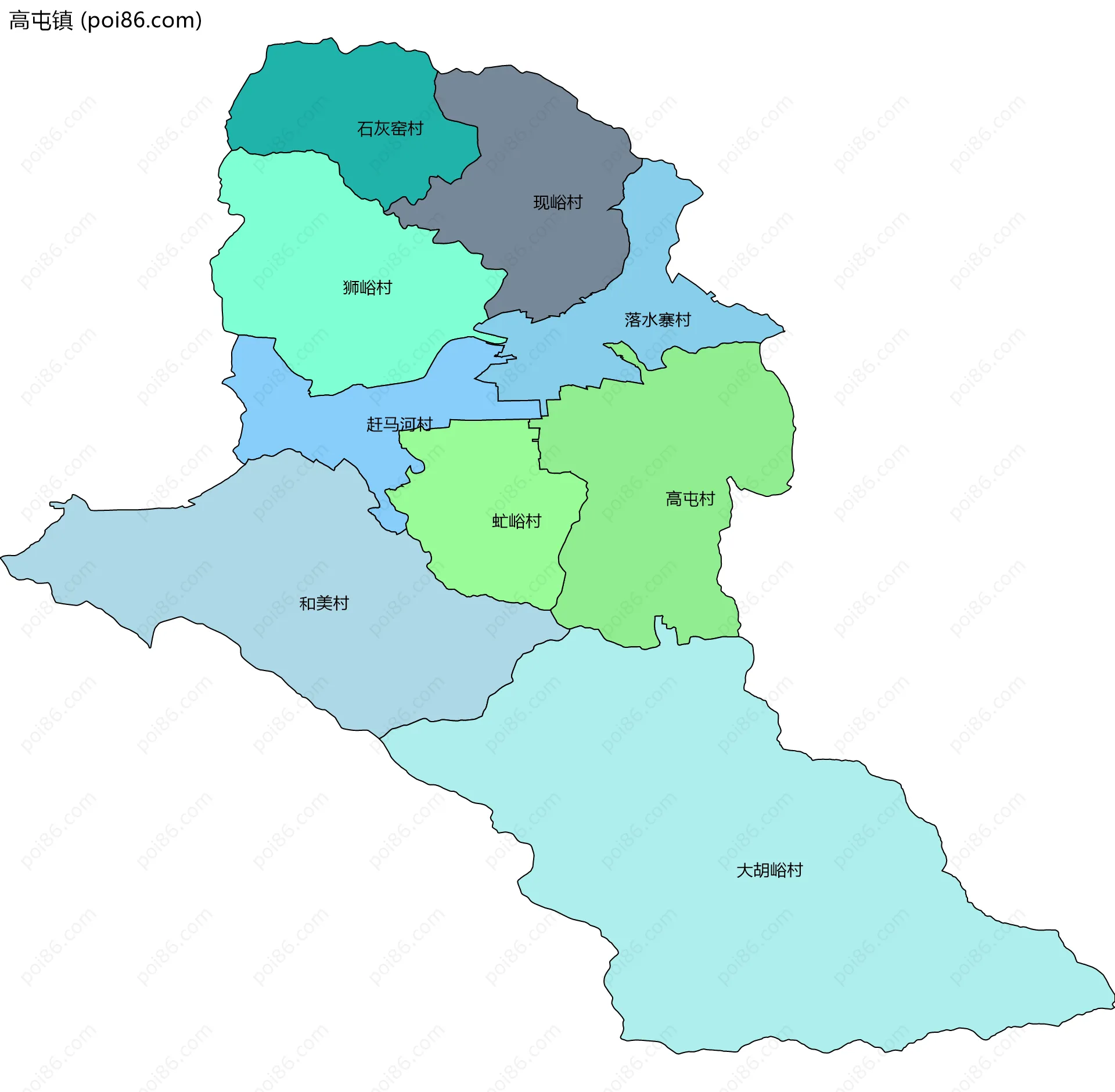 高屯镇边界地图(五级行政区划)