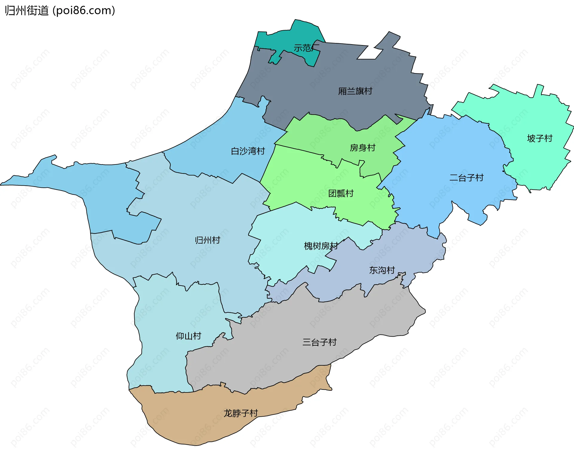 归州街道边界地图(五级行政区划)