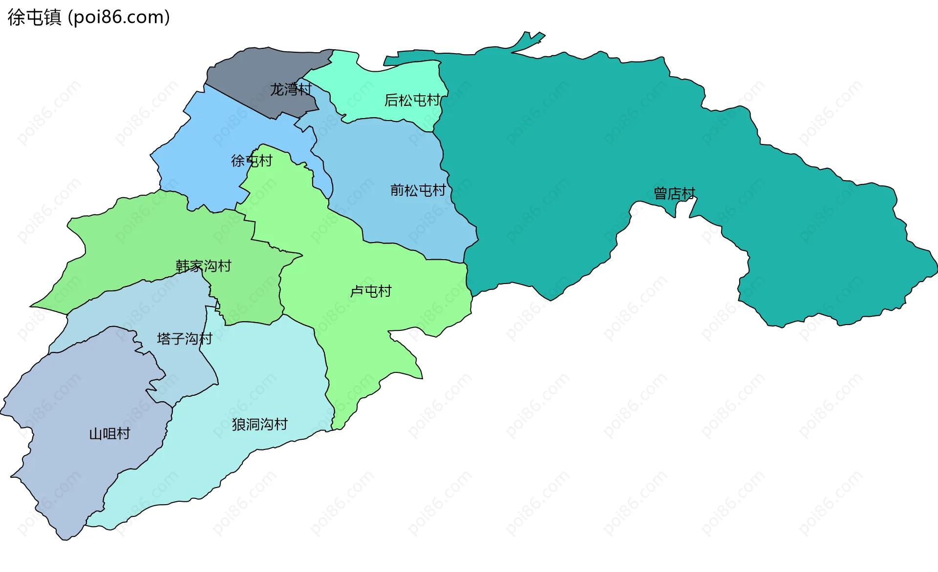 徐屯镇边界地图(五级行政区划)