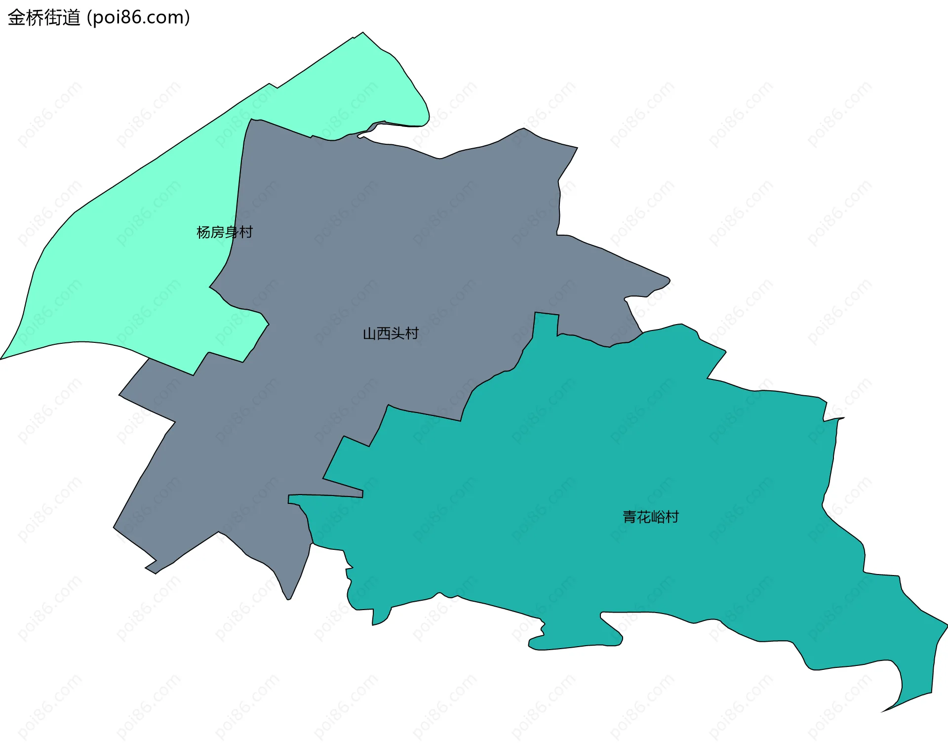 金桥街道边界地图(五级行政区划)