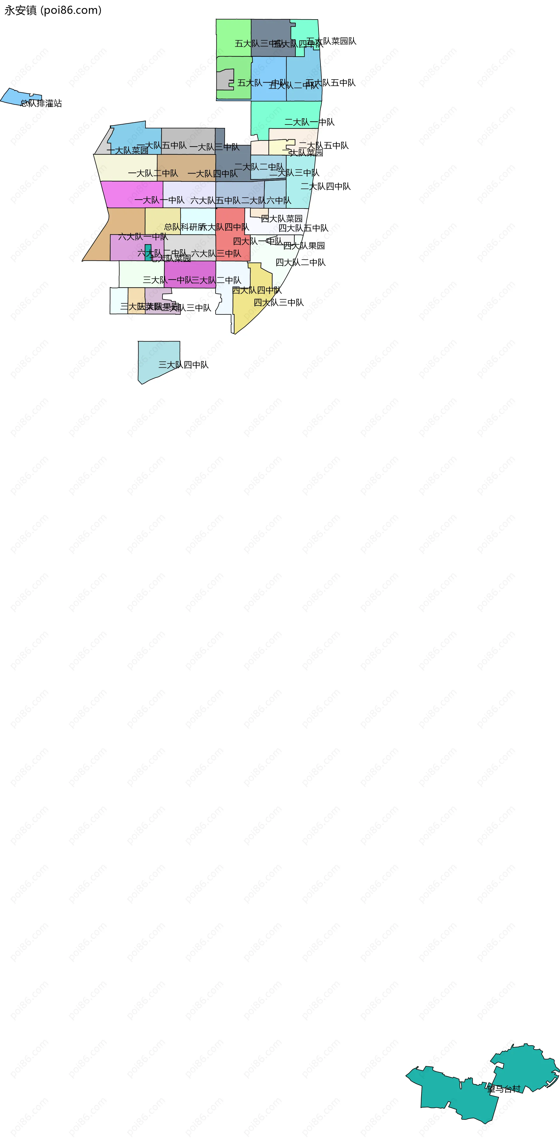 永安镇边界地图(五级行政区划)