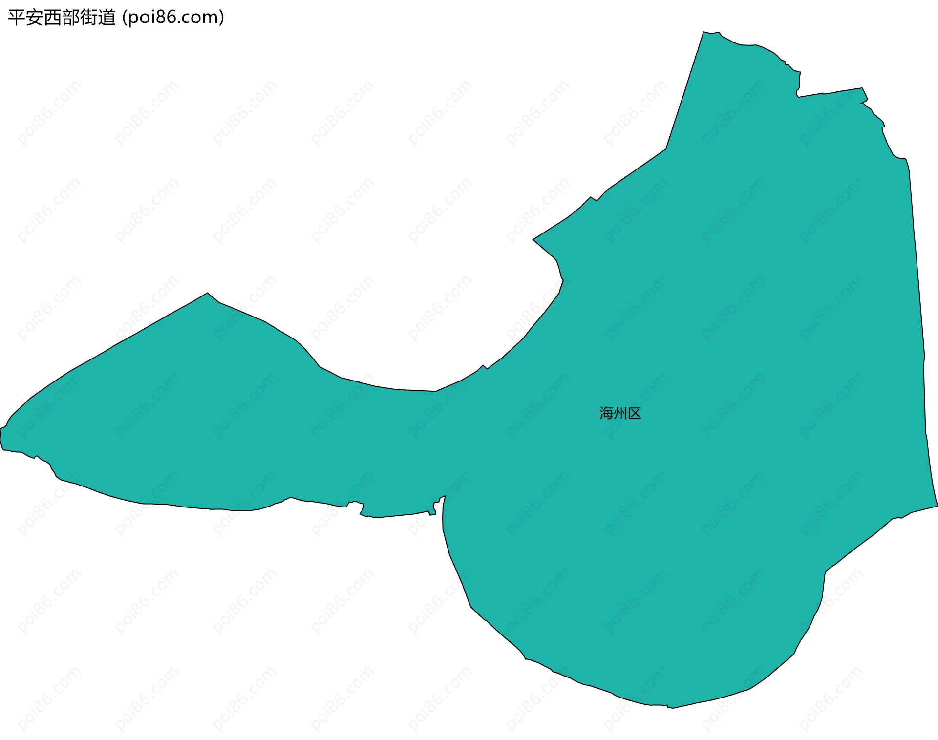 平安西部街道边界地图(五级行政区划)