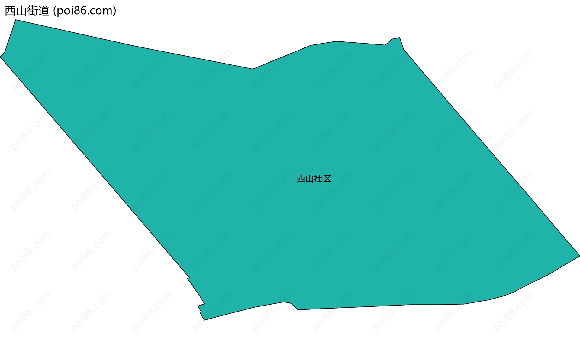 西山街道边界地图(五级行政区划)