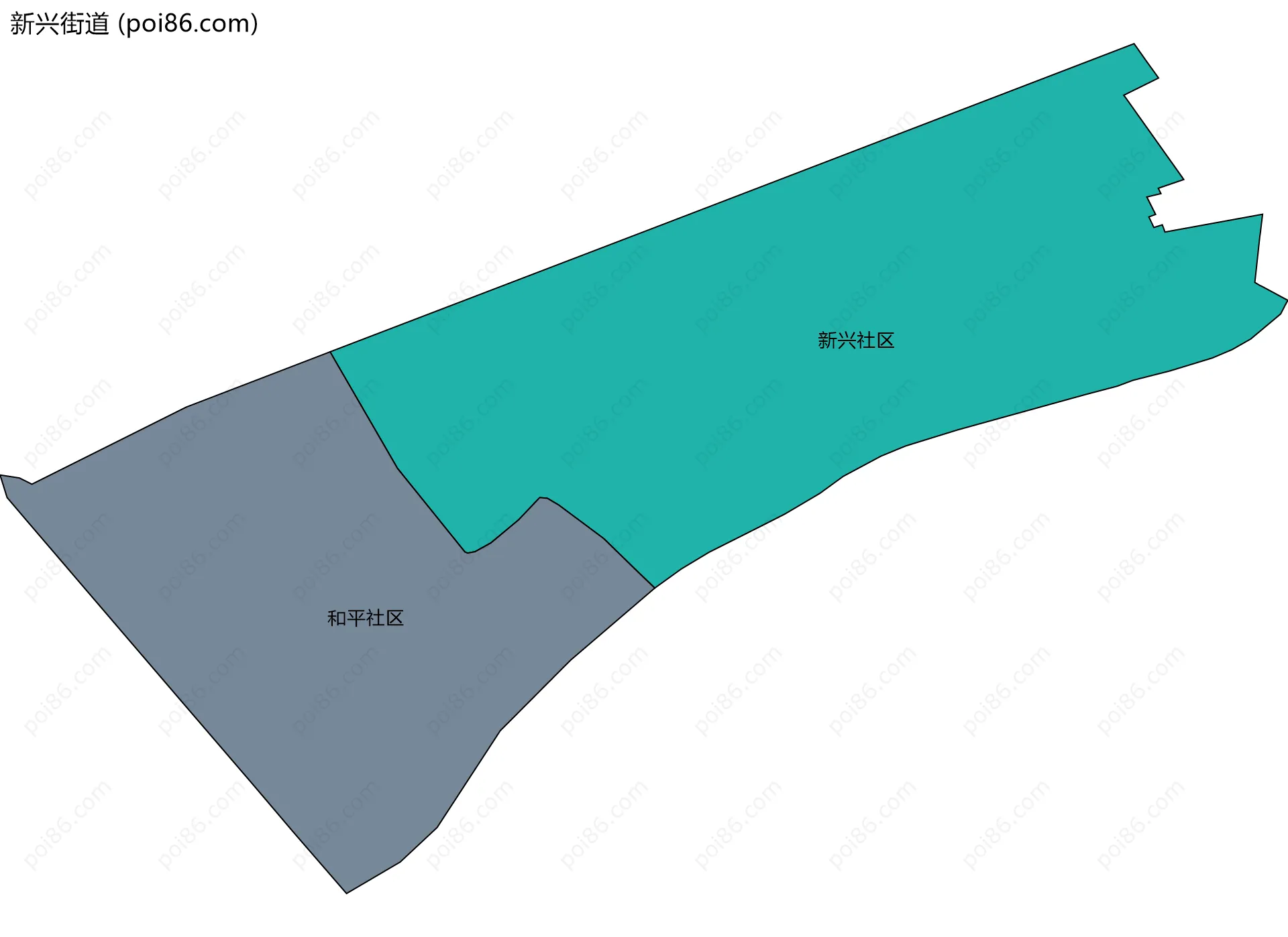 新兴街道边界地图(五级行政区划)