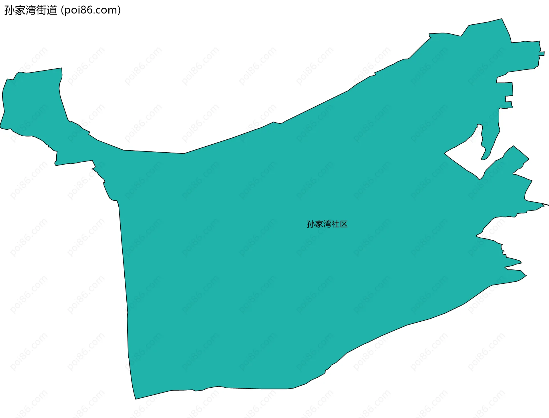 孙家湾街道边界地图(五级行政区划)