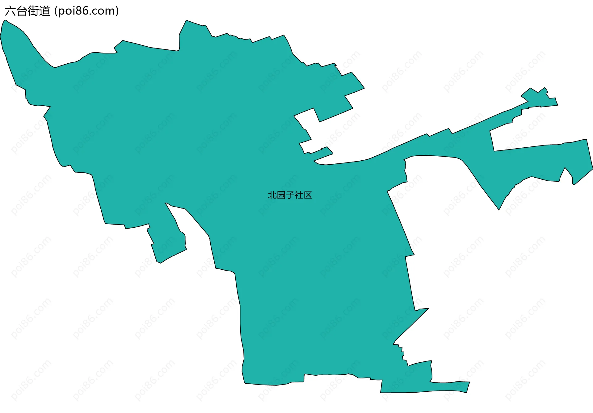 六台街道边界地图(五级行政区划)