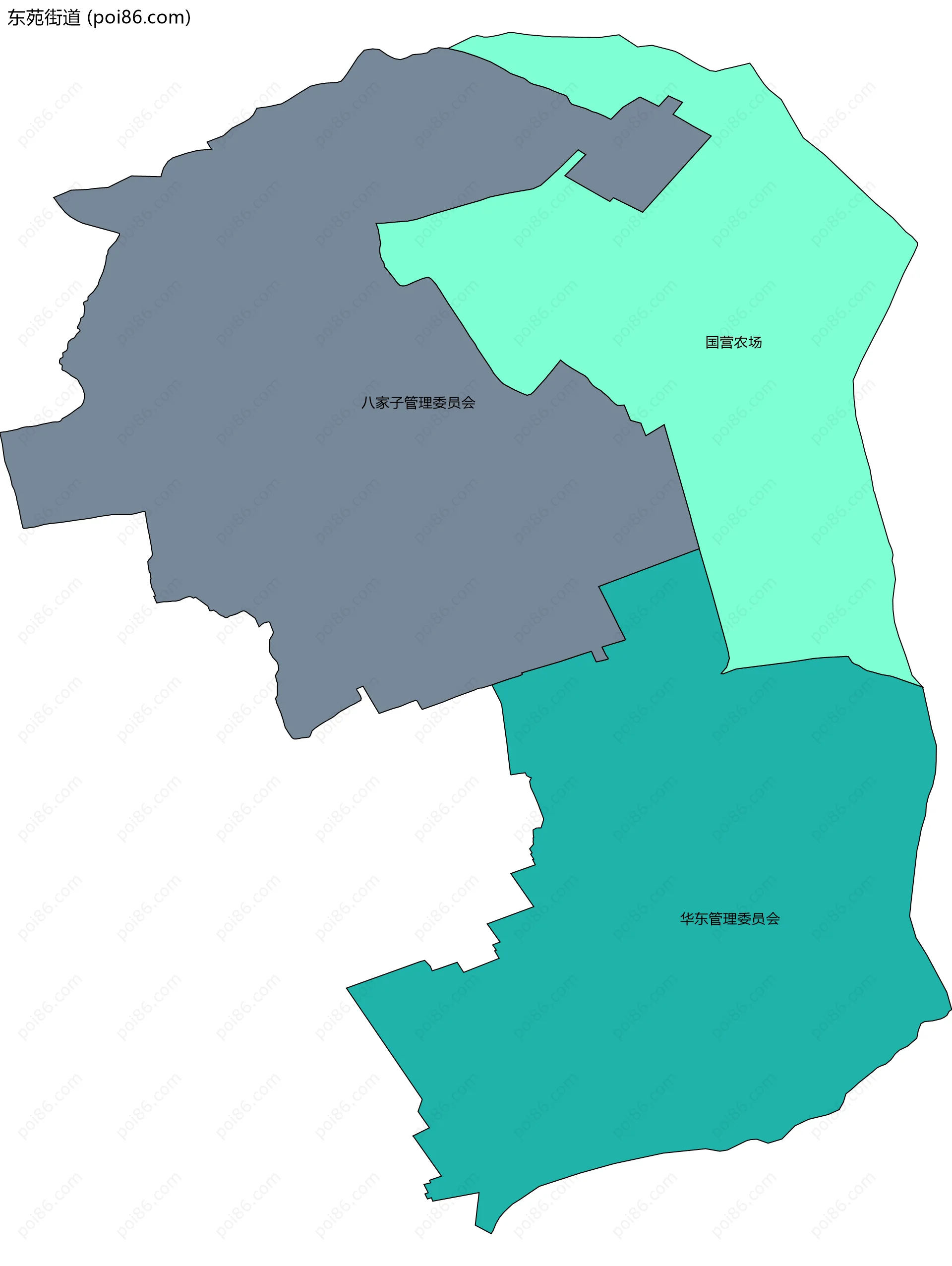东苑街道边界地图(五级行政区划)