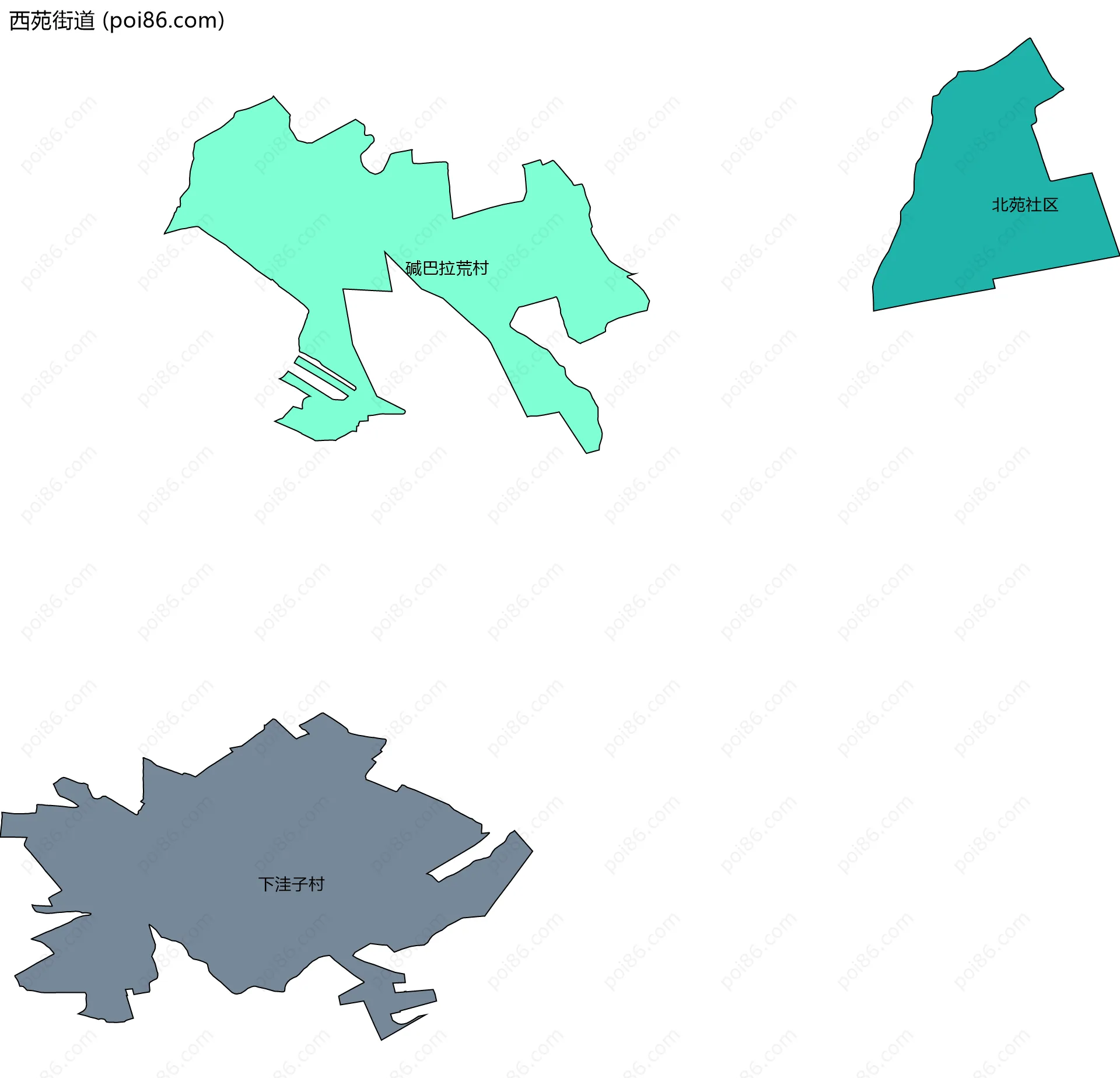 西苑街道边界地图(五级行政区划)