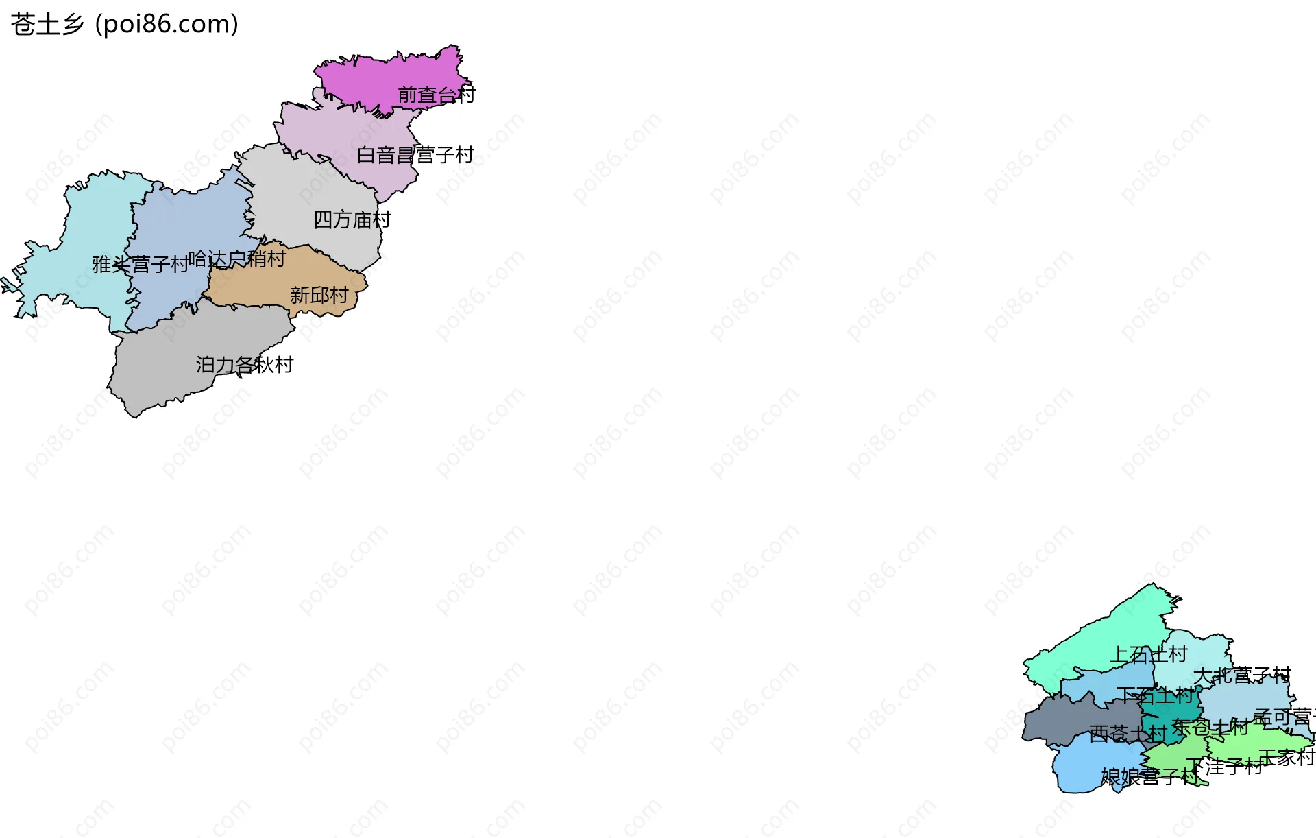 苍土乡边界地图(五级行政区划)