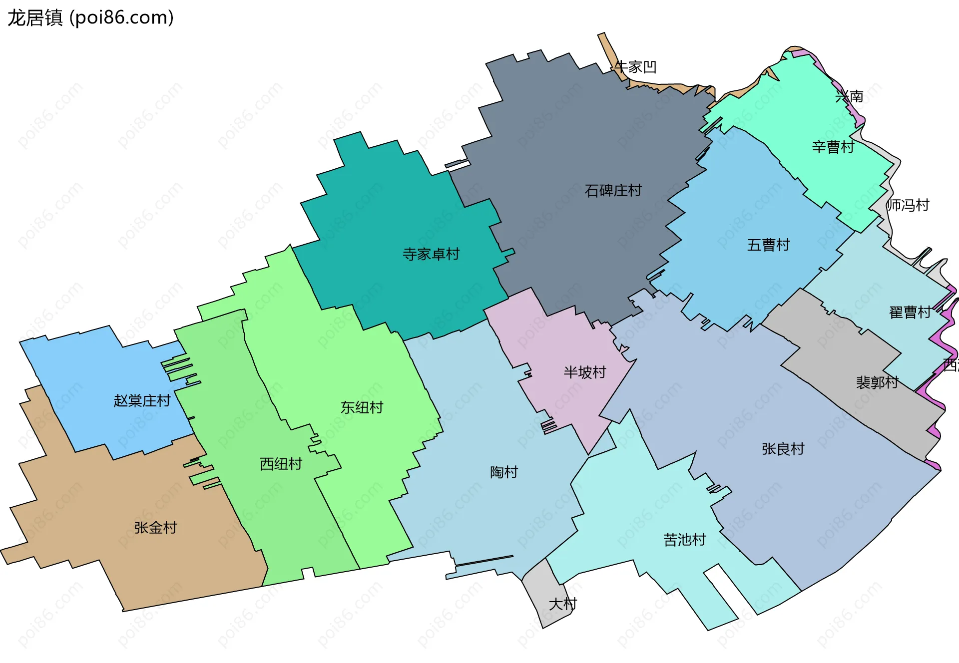 龙居镇边界地图(五级行政区划)