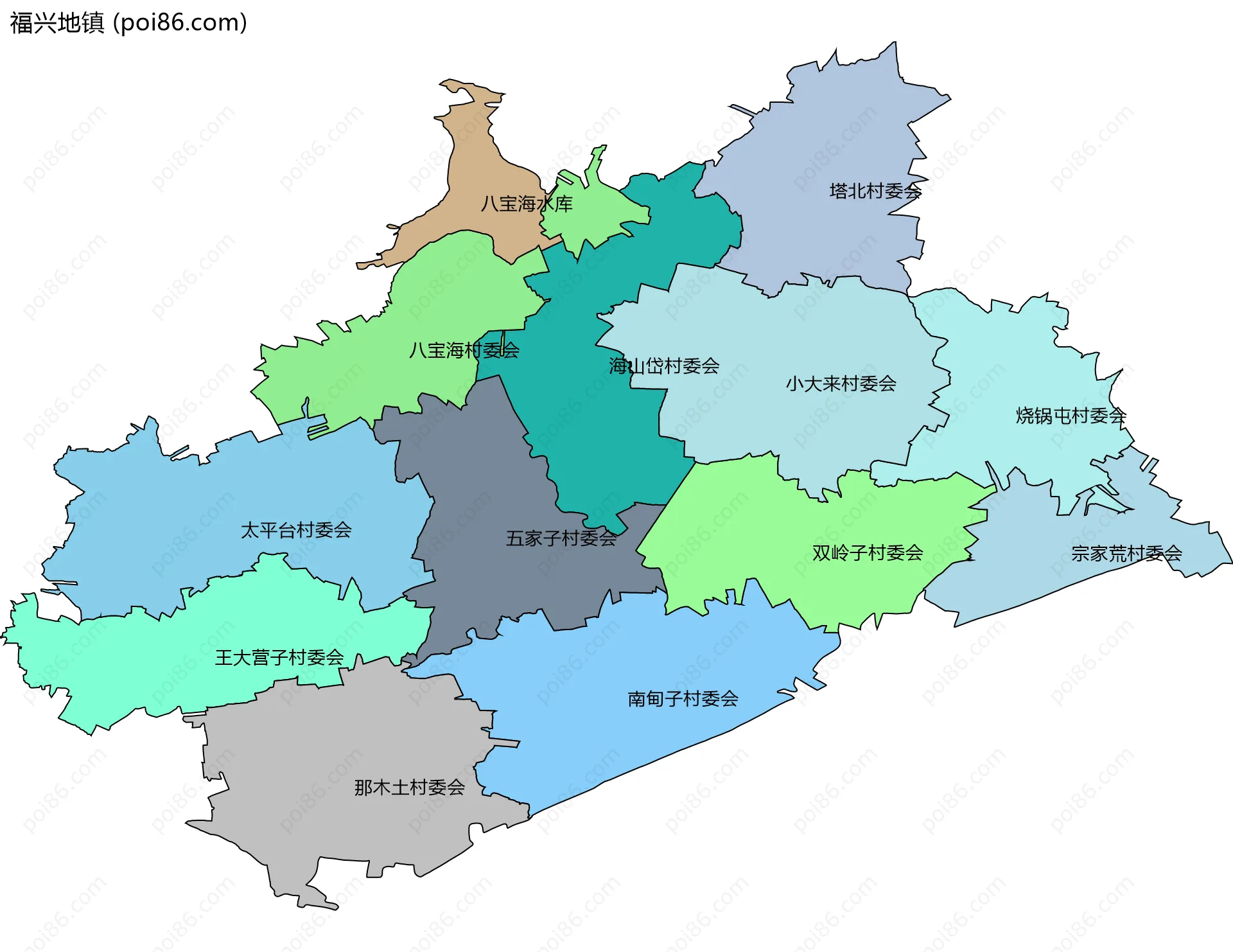福兴地镇边界地图(五级行政区划)