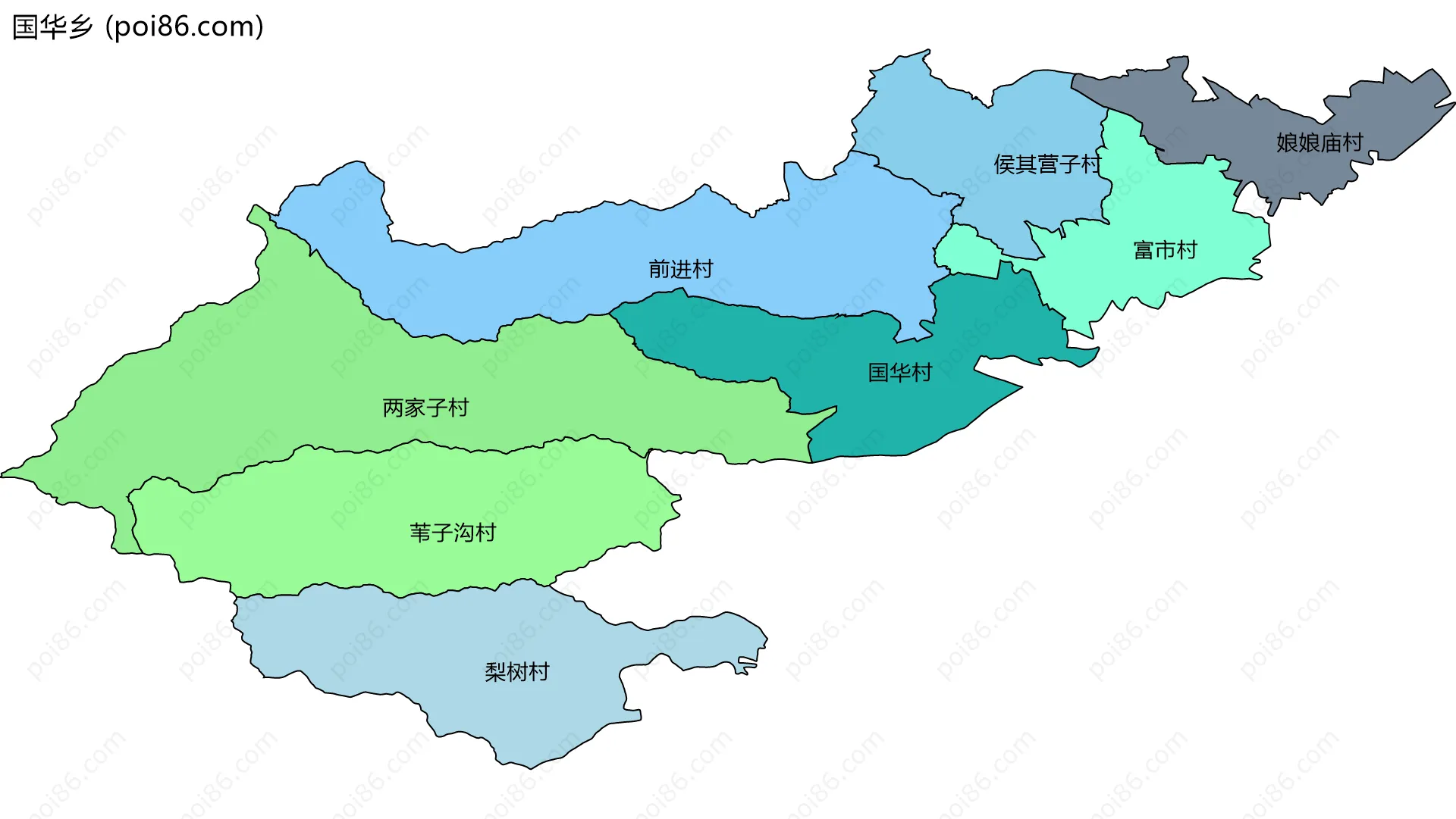 国华乡边界地图(五级行政区划)