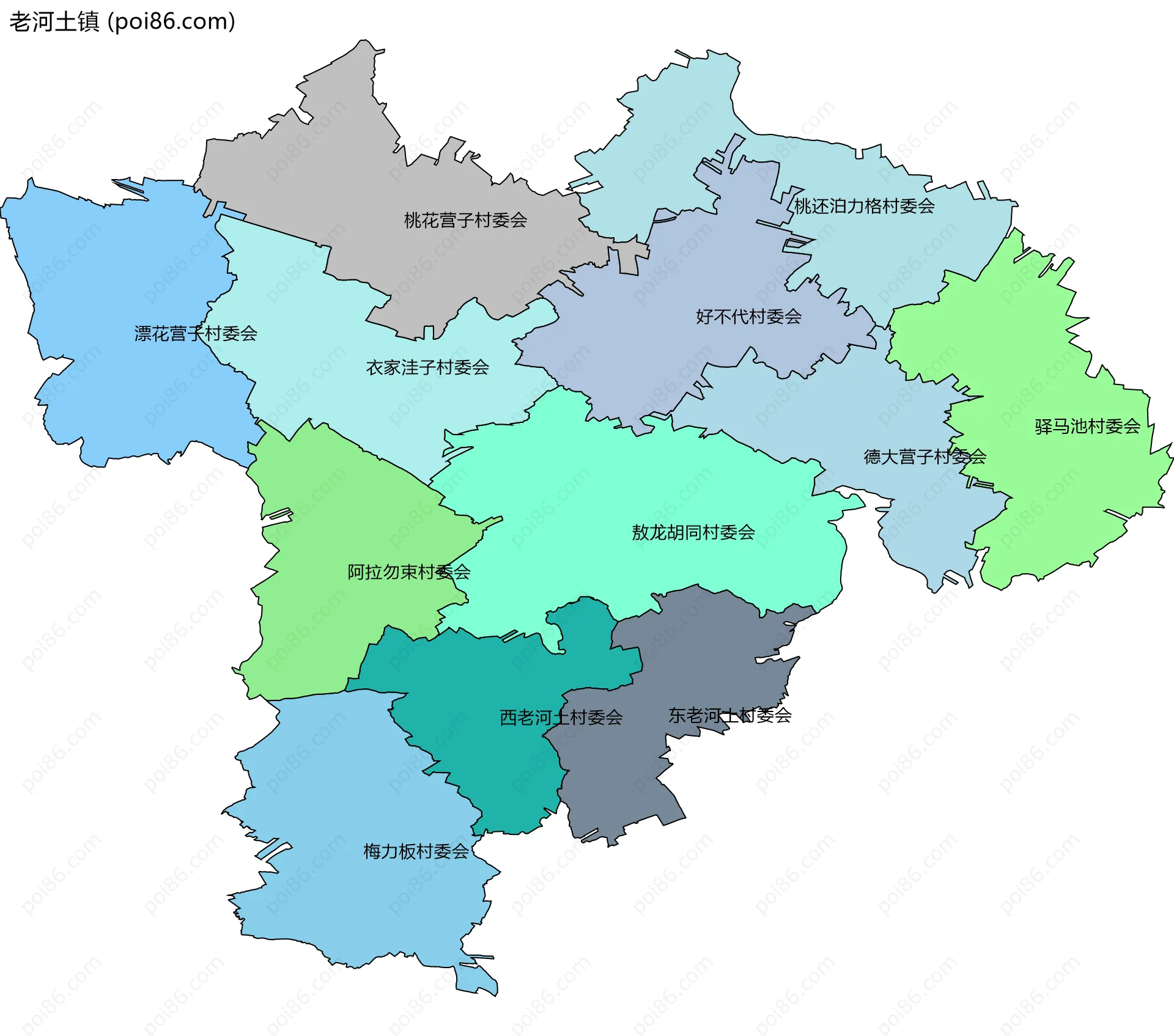 老河土镇边界地图(五级行政区划)