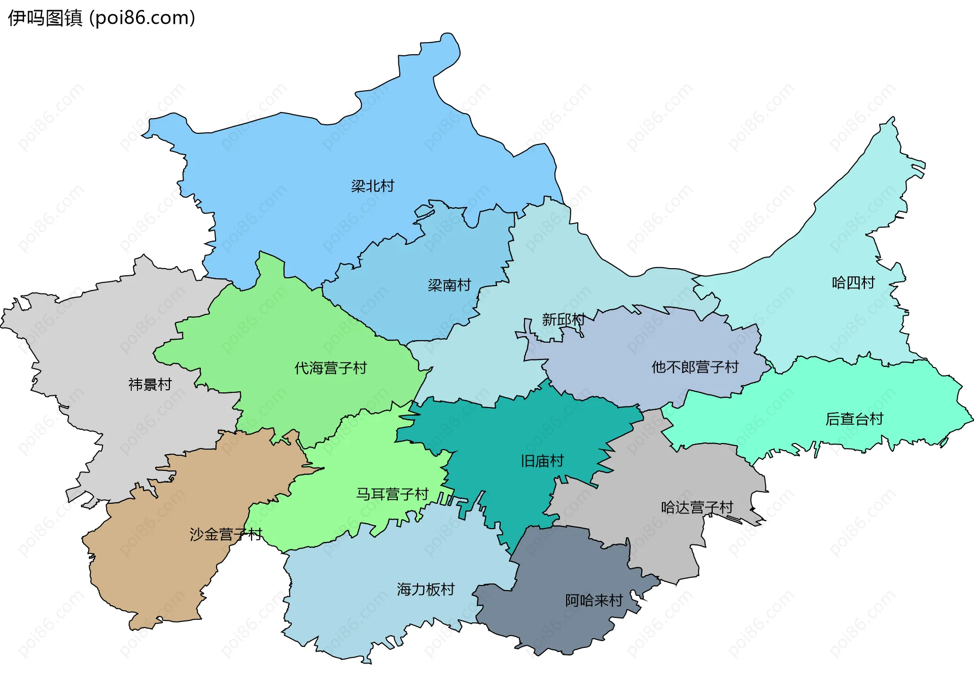 伊吗图镇边界地图(五级行政区划)