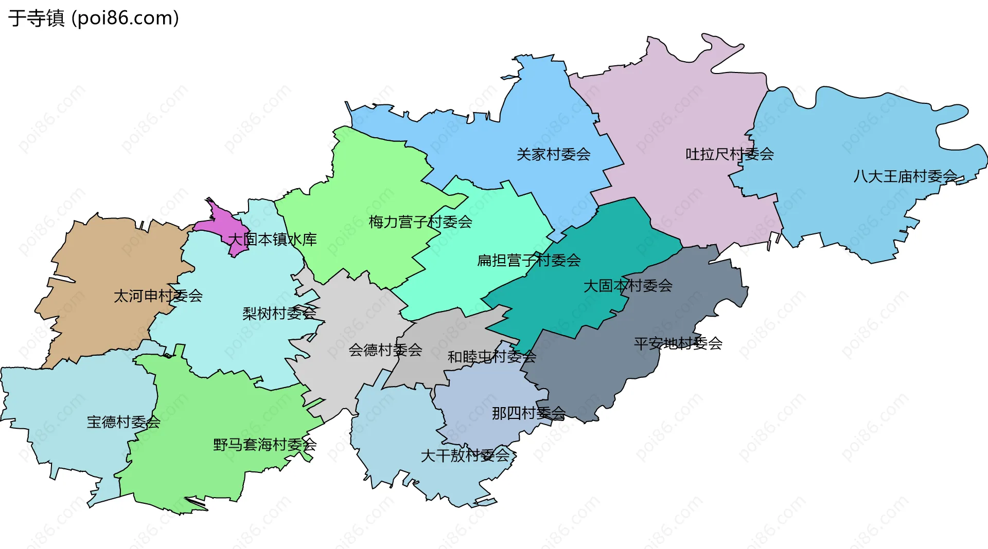 于寺镇边界地图(五级行政区划)