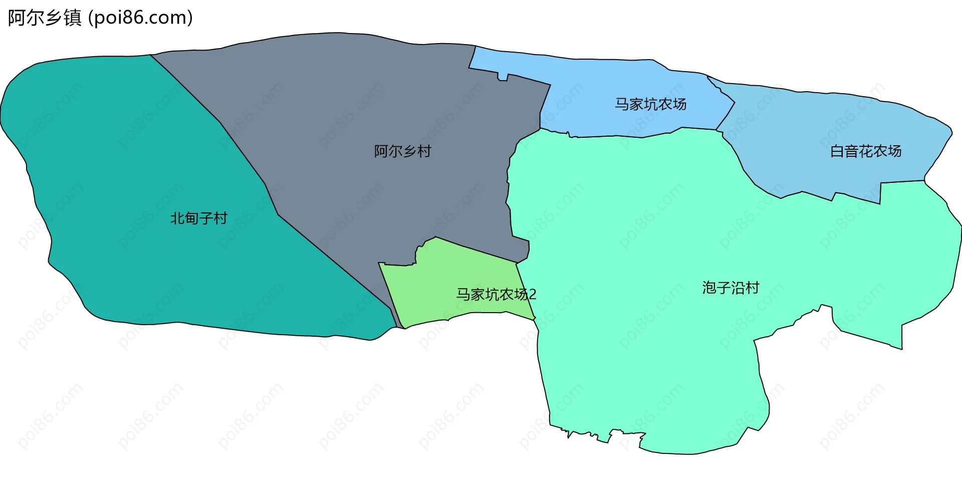 阿尔乡镇边界地图(五级行政区划)